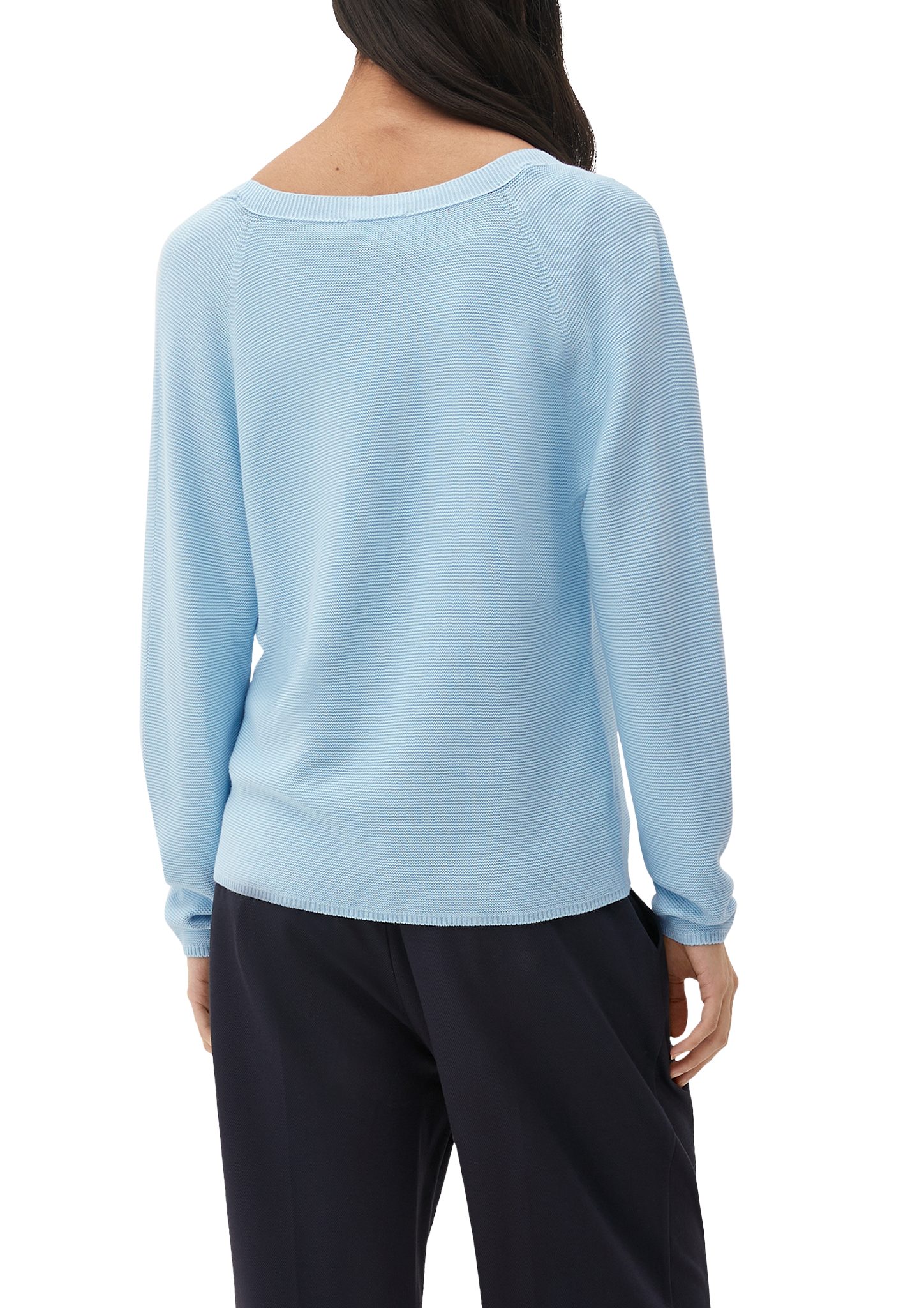 s.Oliver Strickpullover hellblau V-Ausschnitt Strickpulli mit