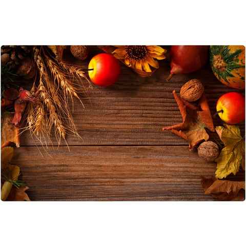 Platzset, Tischset Getreide Obst Holz Herbst Tischunterlage Tischdeko, matches21 HOME & HOBBY, (1-St), modernes Esstisch Platzdeckchen als abwaschbarer Tischuntersetzer