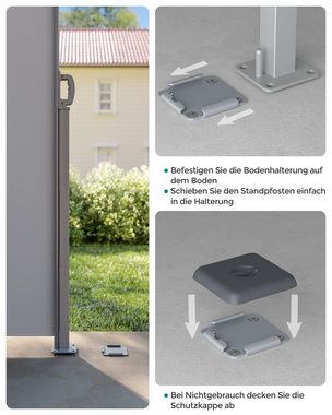 SONGMICS Seitenmarkise Bodenhalterung nur für Seitenmarkisen mit Stahl