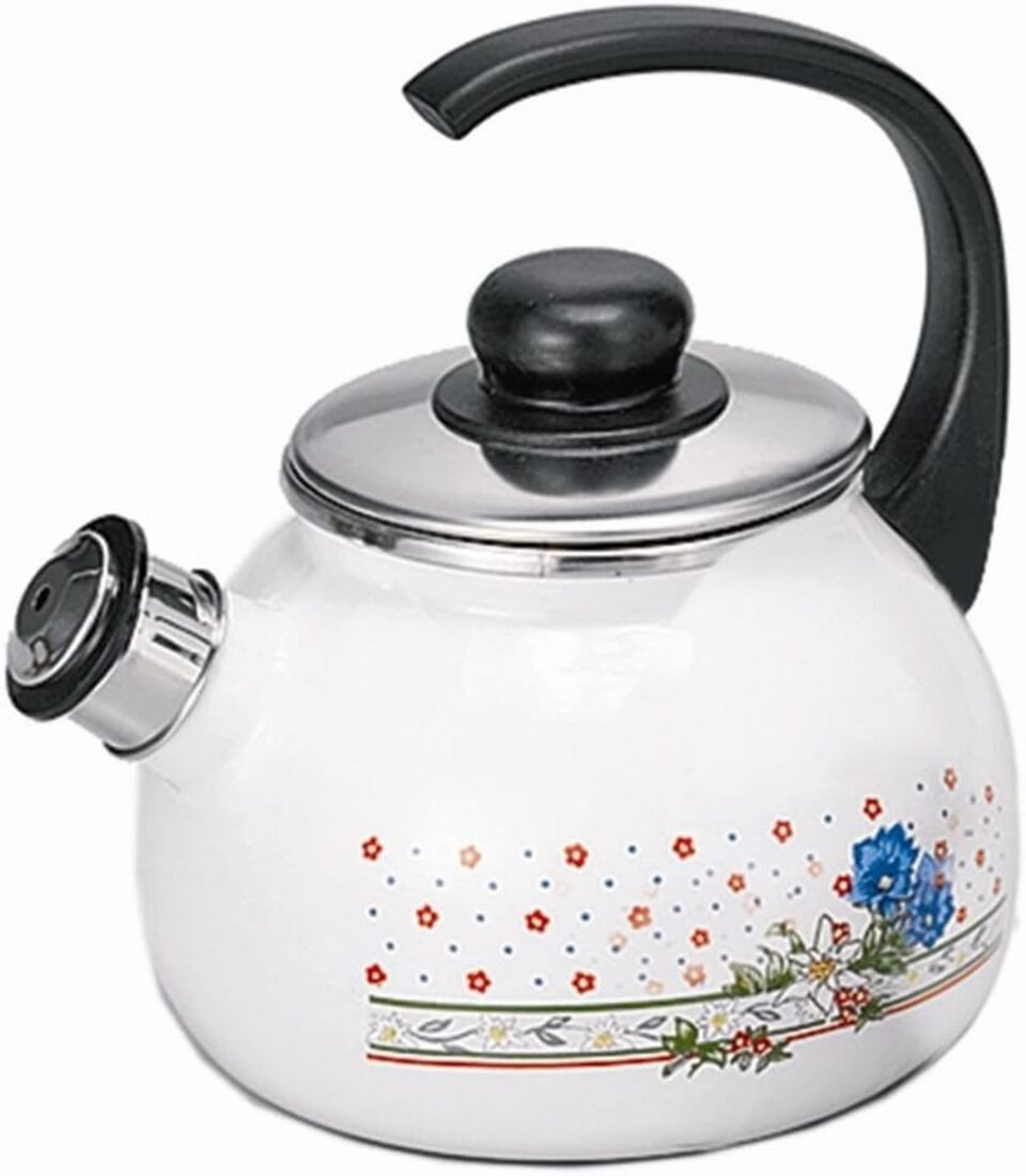 Karl Krüger Wasserkessel Flötenkessel 2l, emailliert, farblich Sortiert, Emaille, 25x20x20 cm, (1-tlg)