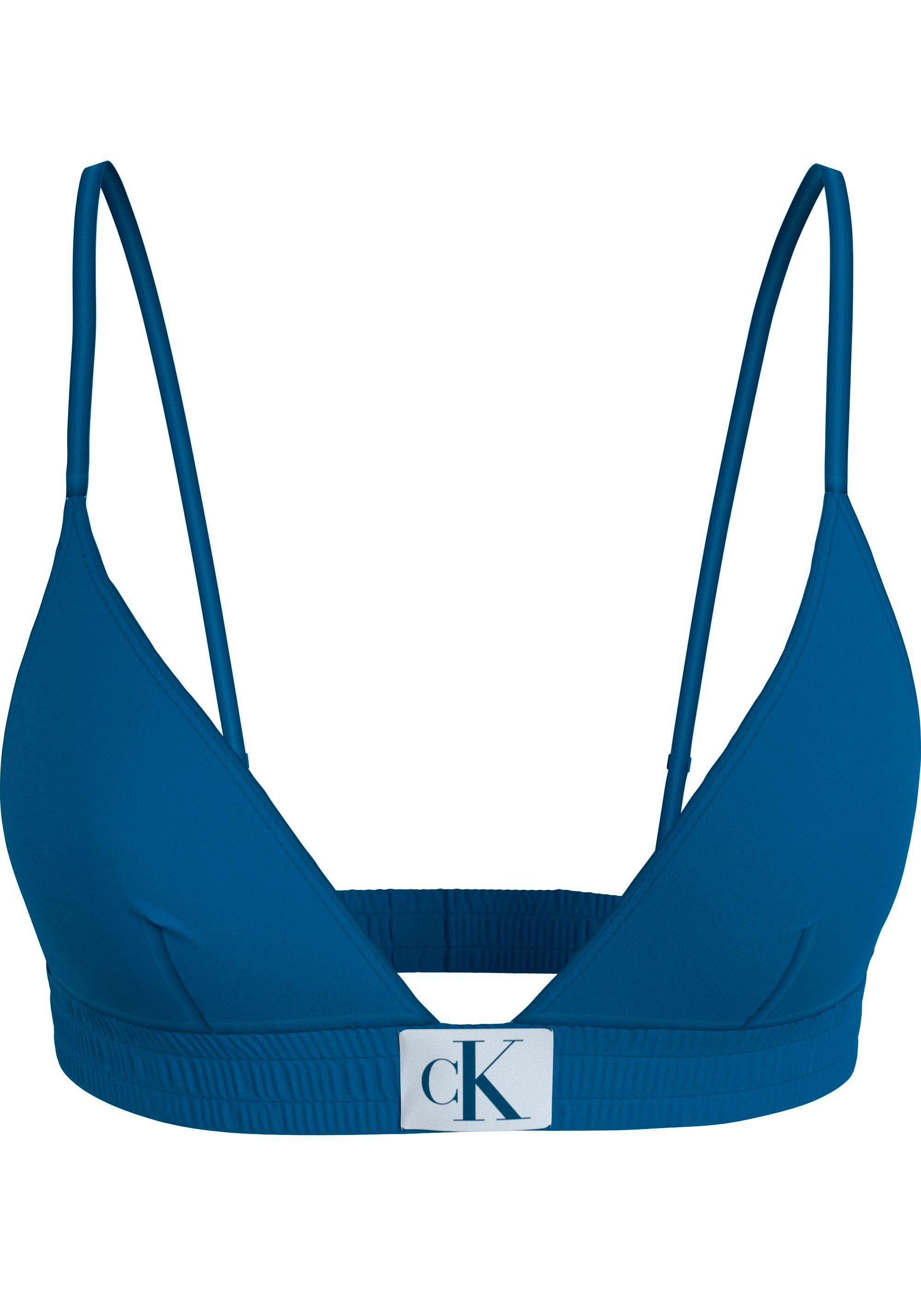 Klein mit Calvin FIXED Klein TRIANGLE-RP, Calvin Markenlabel Swimwear Triangel-Bikini-Top