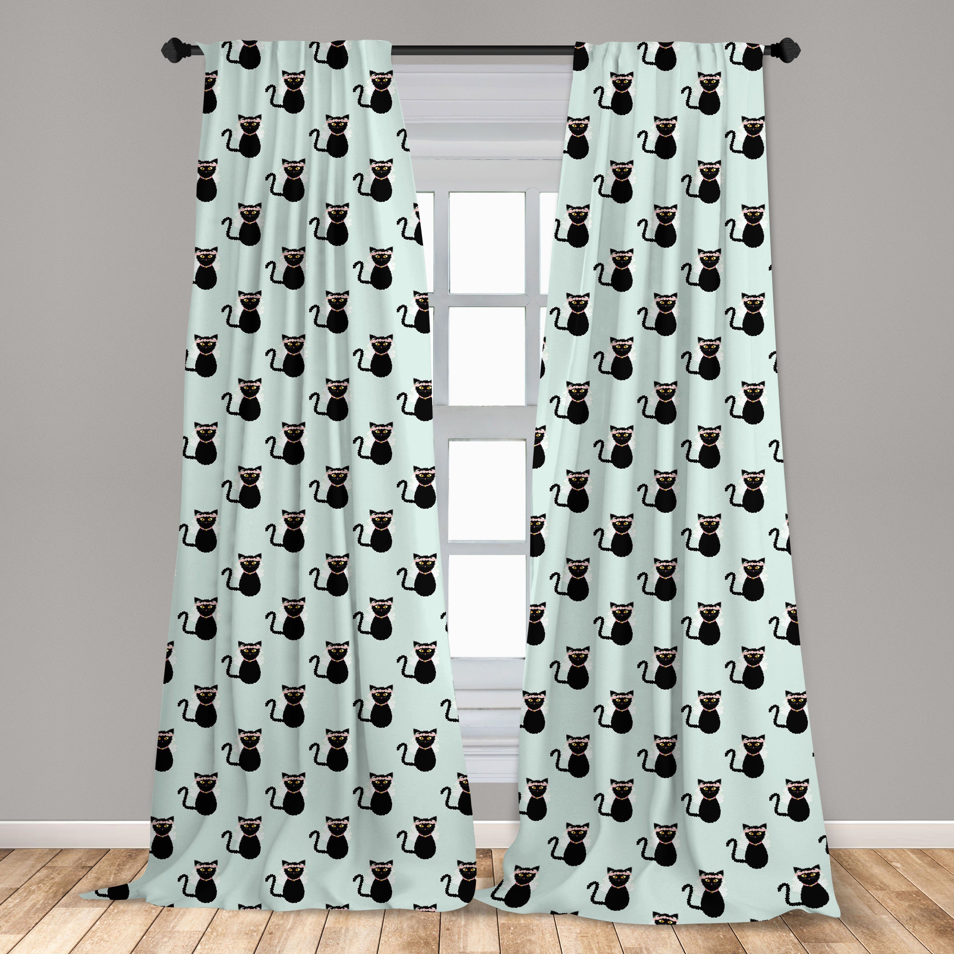 Gardine Vorhang für Abakuhaus, Microfaser, Dekor, Braut Kitten Wohnzimmer Lustige Schlafzimmer Wiederholung Katze