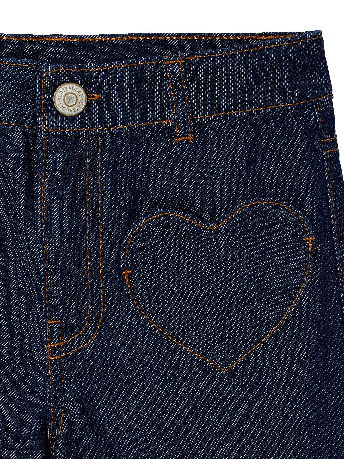 vertbaudet Weite Jeans Weite Jeans Mädchen mit Herztaschen Bundweite verstellbar – Bild 3 von 5
