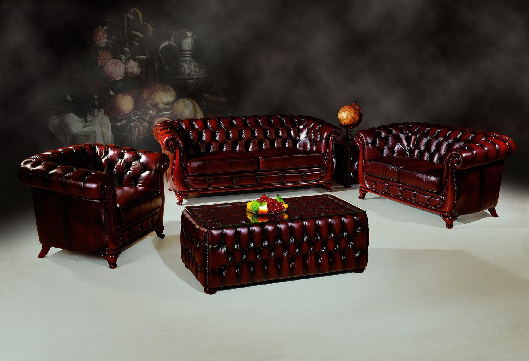 Salottini Wohnzimmertisch Luxus Chesterfield XL Ledertisch günstig online kaufen