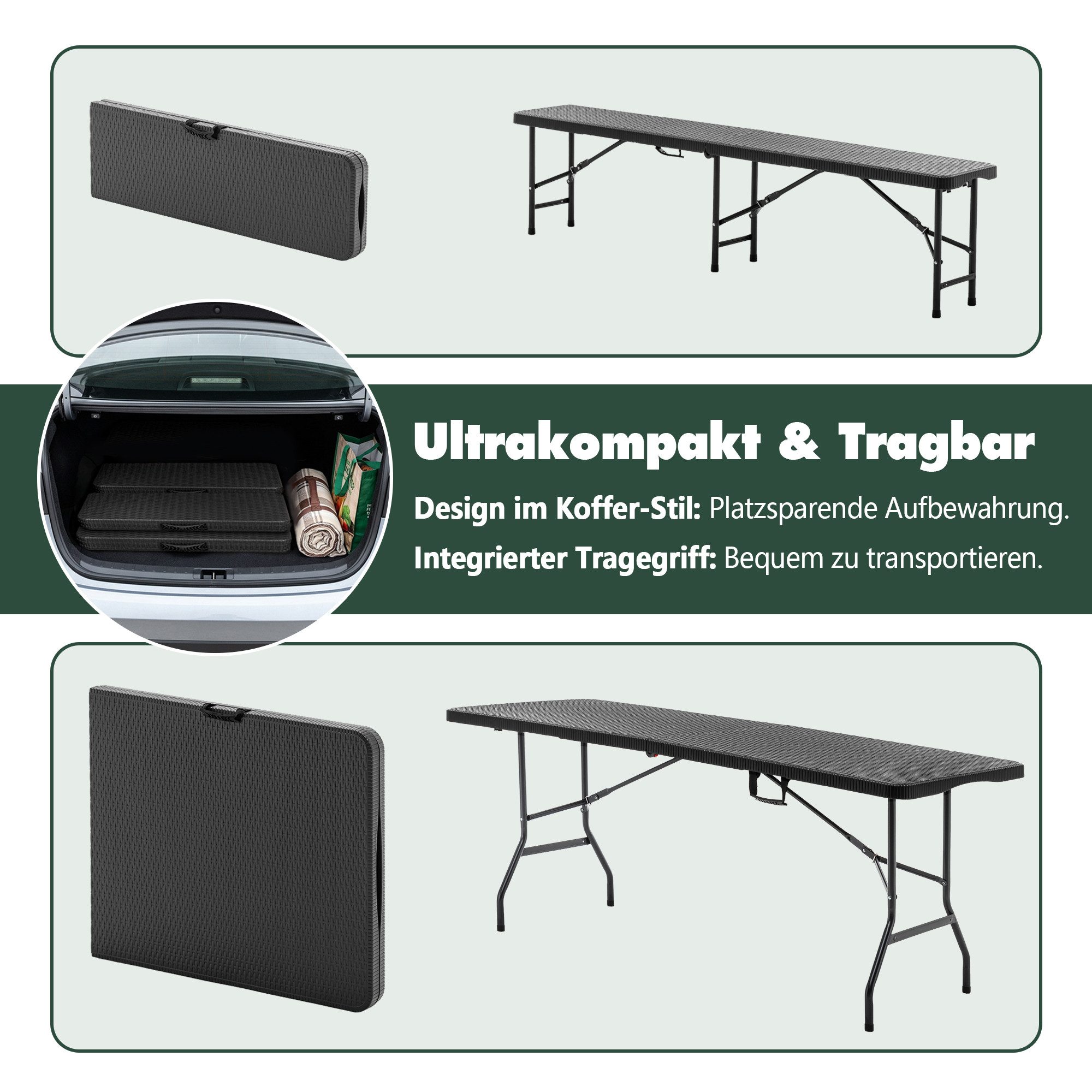 Thanaddo Klapptisch Bierzeltgarnitur Partytisch,Gartentisch,Campingtisch, Gartenmöbel Set,Klappbar & Wasserabweisend – Bild 4 von 5
