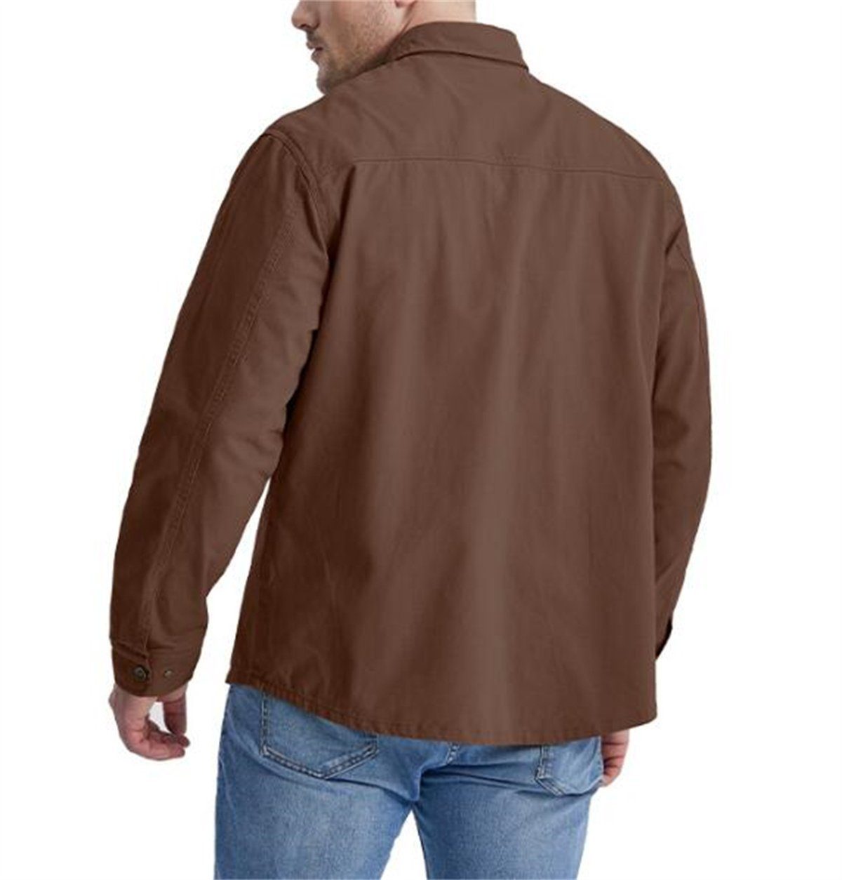 Discaver Sweatshirt Übergroßes, Kontrastfarbe in übergroßes Cord mit aus Kragen braun Hemd