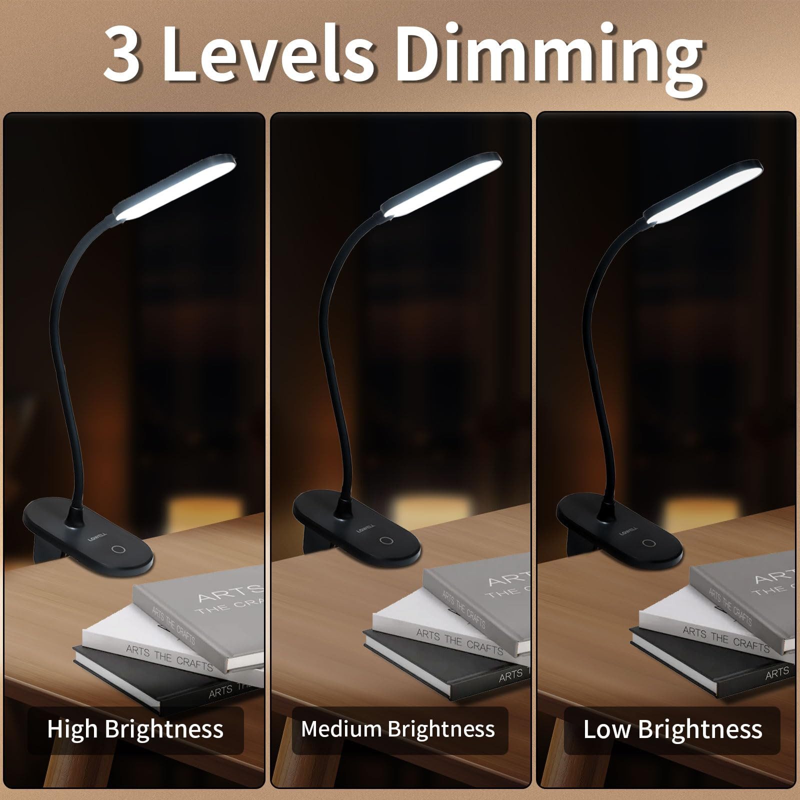 LQWELL LED Leselampe Leselampe Bett, Clip-On,3 Helligkeitsstufen,dimmbar, L günstig online kaufen