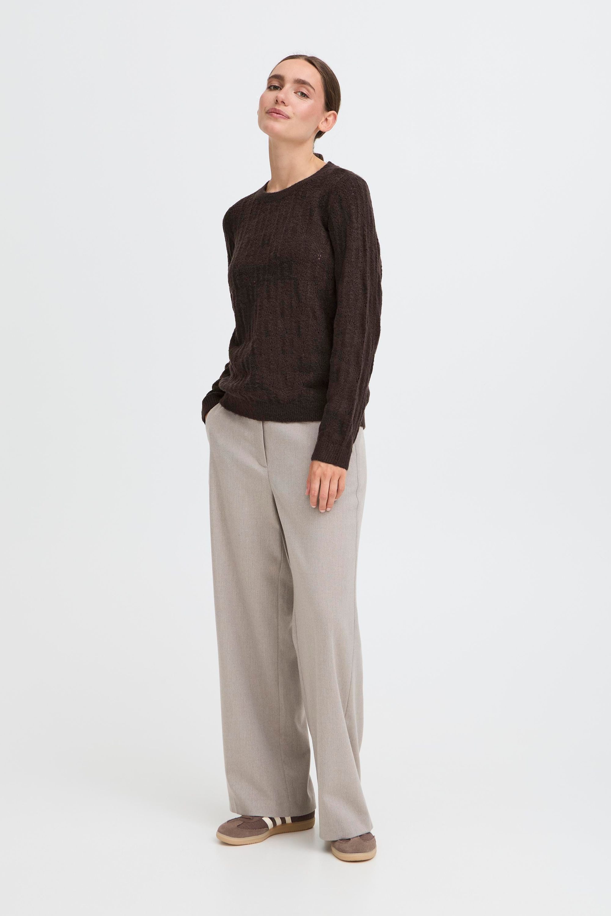 OXMO Rundhalspullover OXSinva Modischer Strickpullover mit süßem Muster