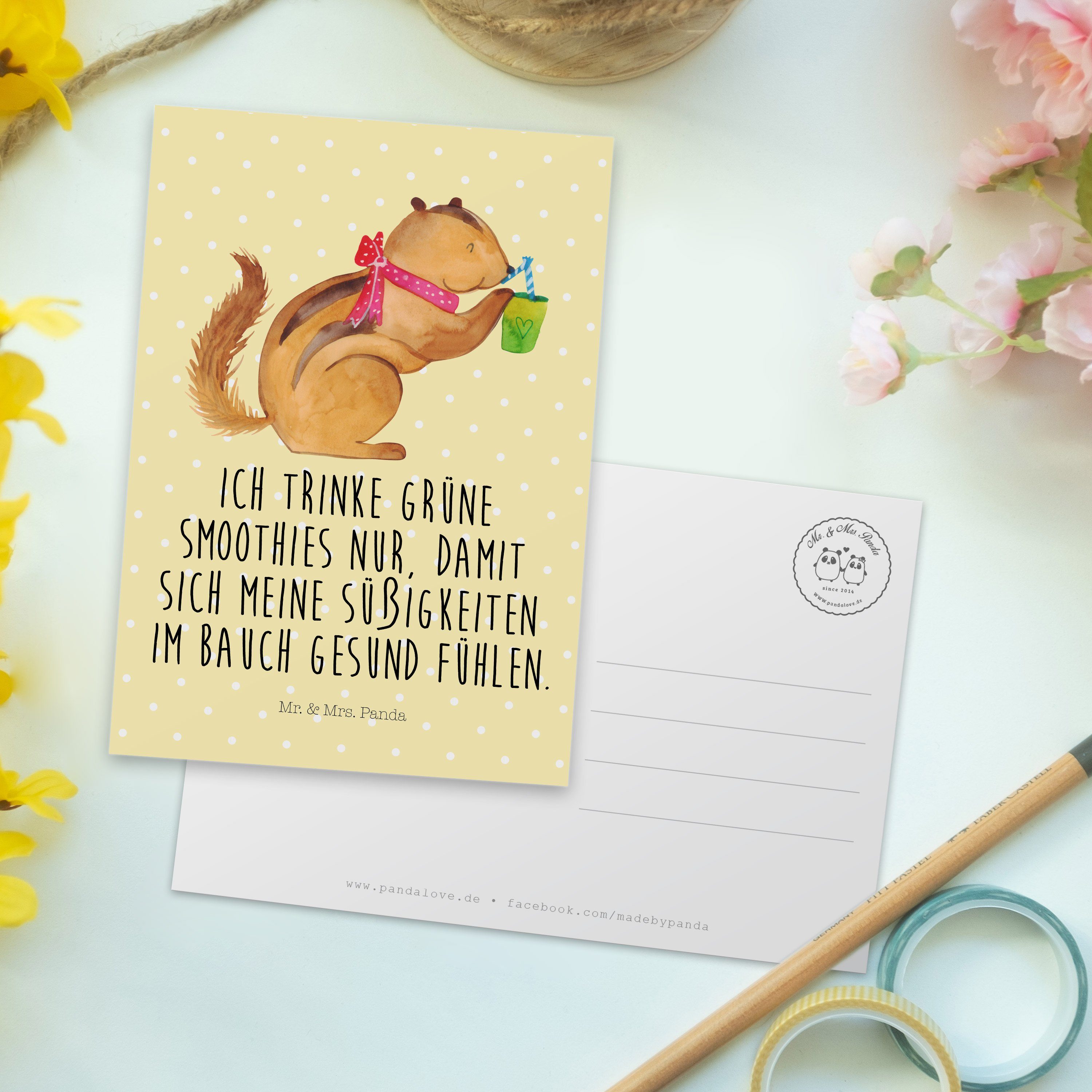 & Postkarte Mr. Einladung, Mrs. Gelb Geschenk, Eichhörnchen Panda Geschenkk - - Smoothie Pastell