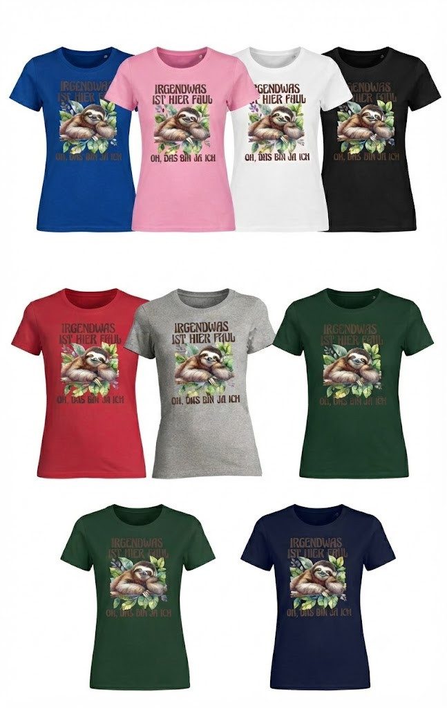 Blondie & Brownie T-Shirt Damen T-Shirt lustiges Faultier Spruch Aquarell Tiermotiv Print (Einzelstück, Einzelartikel) Faultier Spruch T-Shirt Print Fun