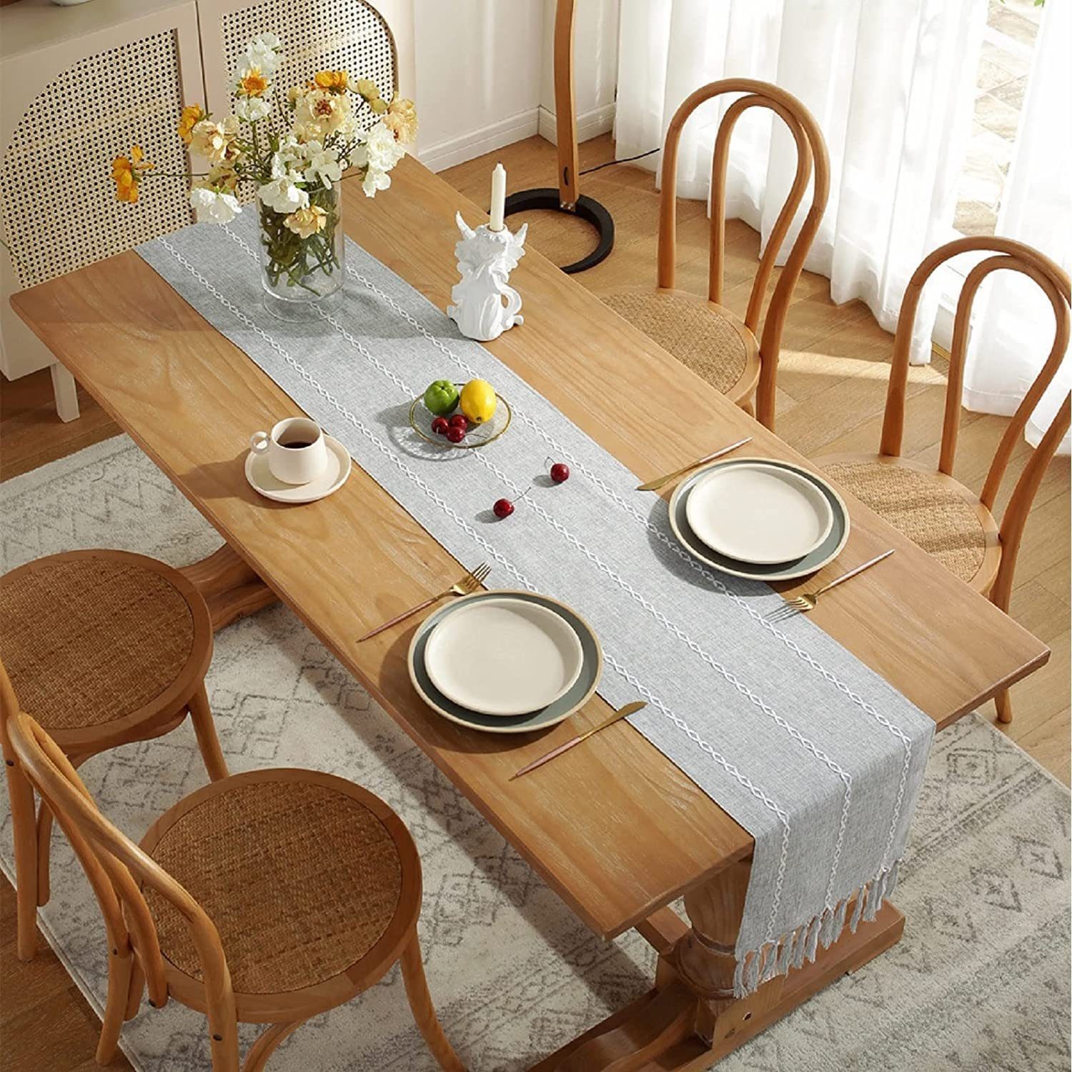 BYSURE Tischläufer, Rustikaler Tischdekoration mit Quasten günstig online kaufen