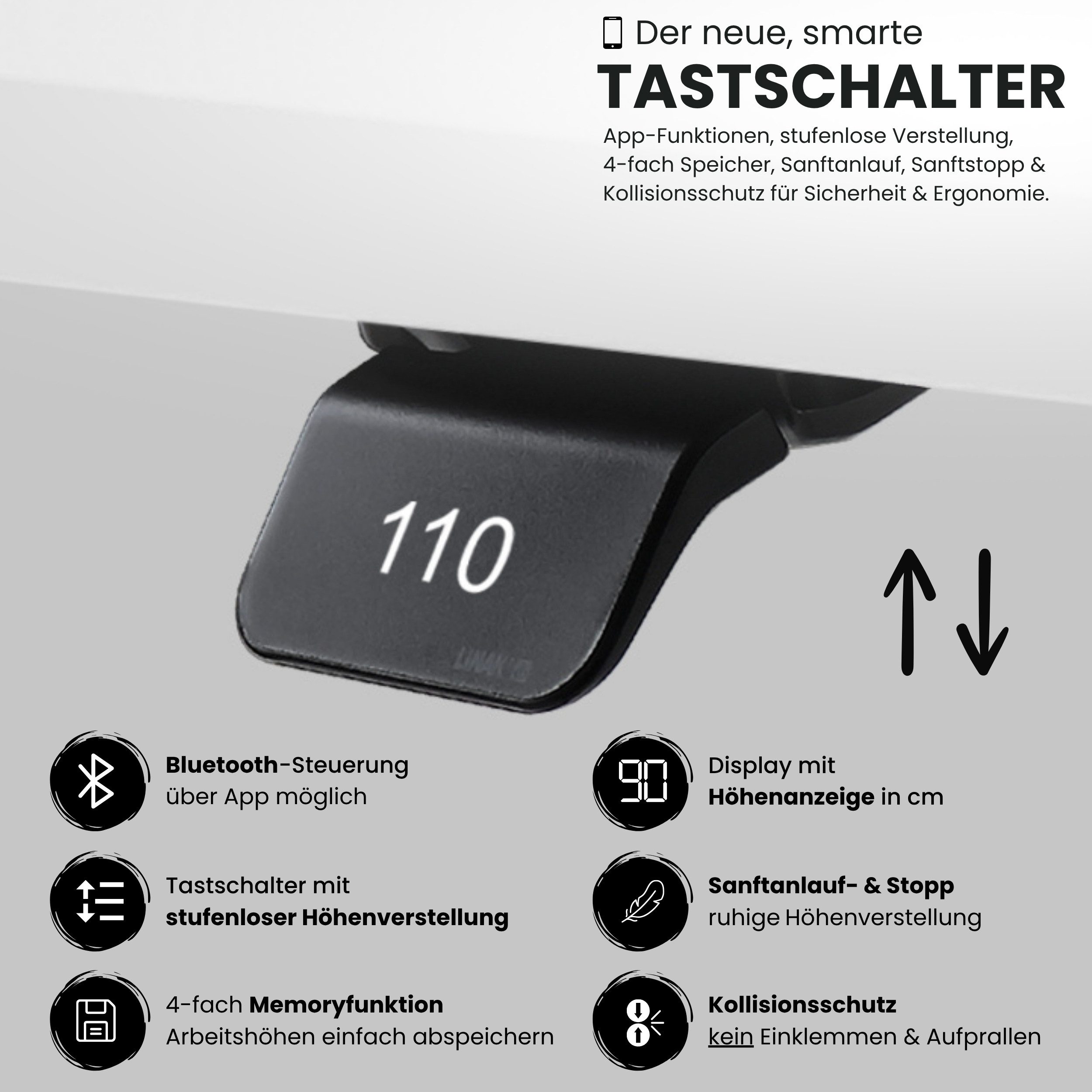 bümö Schreibtisch bümö Schreibtisch XDLR, Rechteck: 120 x 80 cm - Dekor: Grau - Gestell: Graphit