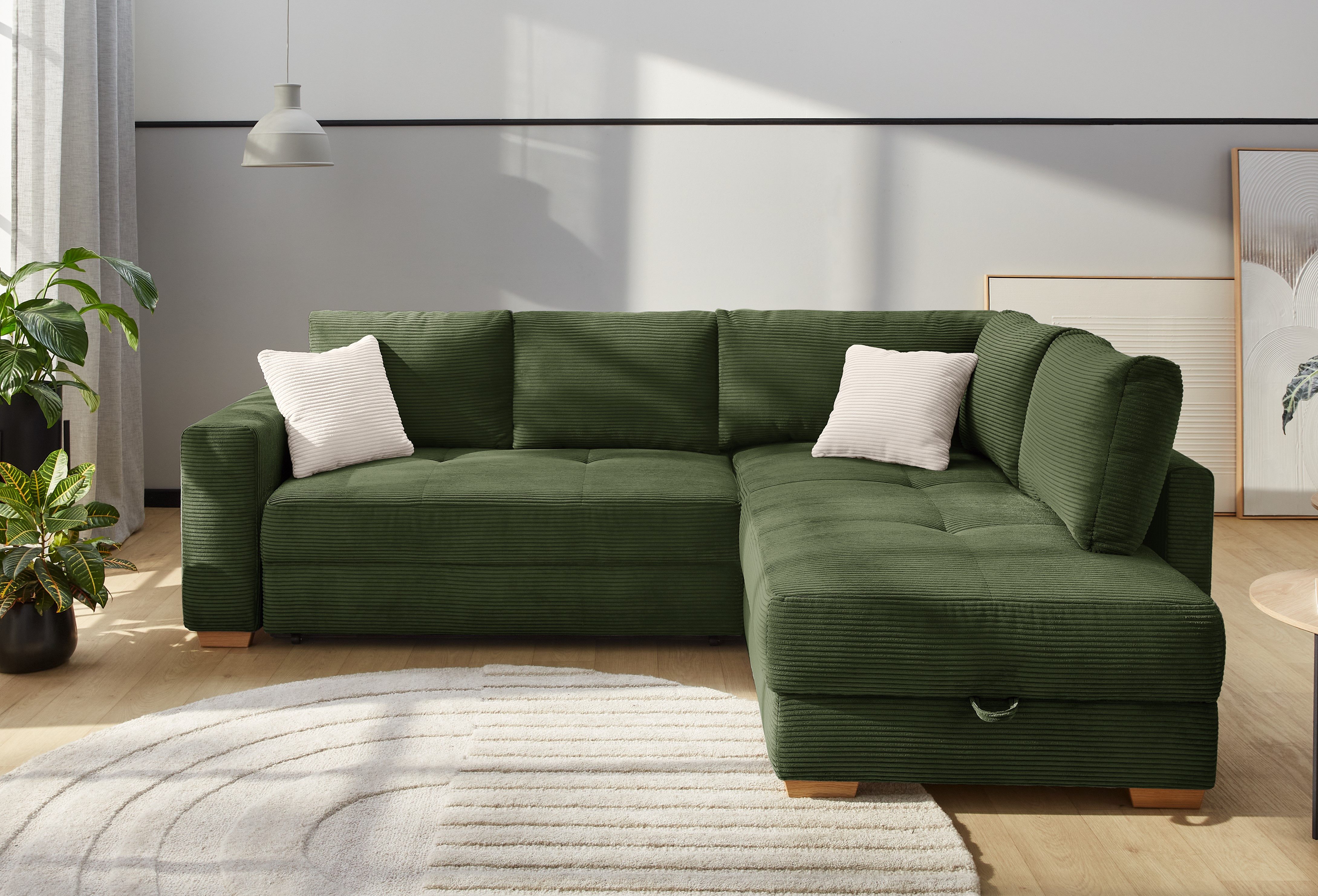 Jockenhöfer Gruppe Ecksofa Sunset L-Form, B: 257 cm, Liegefl. 160x223 cm Dauerschlafsofa, Tonnentaschen-Federkern, Kaltschaumtopper, Bettkasten & Zierkissen