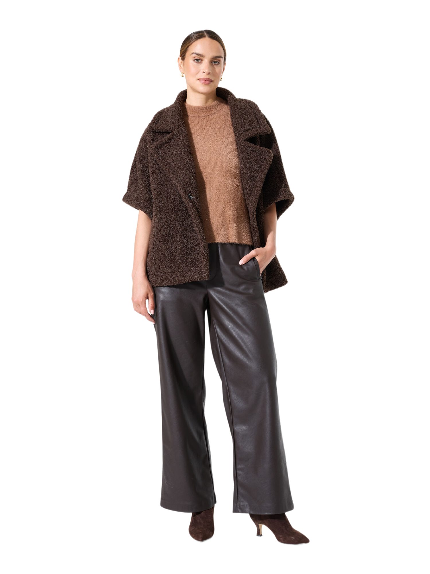 Garcia Stoffhose braun, Casual, Polyester, Unifarben, Wide Leg, Mittel