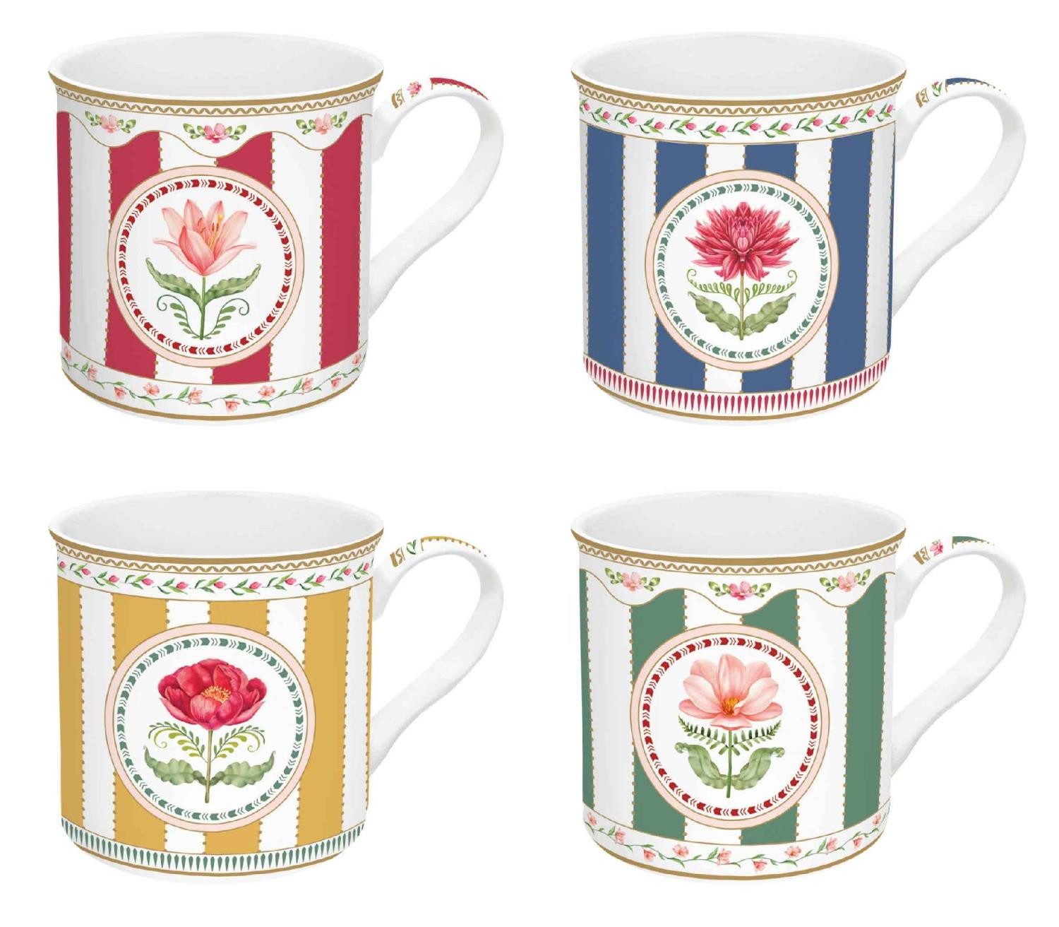 EasyLife Kaffeeservice Flowery, Porzellan, Spülmaschinengeeignet, Mehrfarbig, Blumen, H: cm