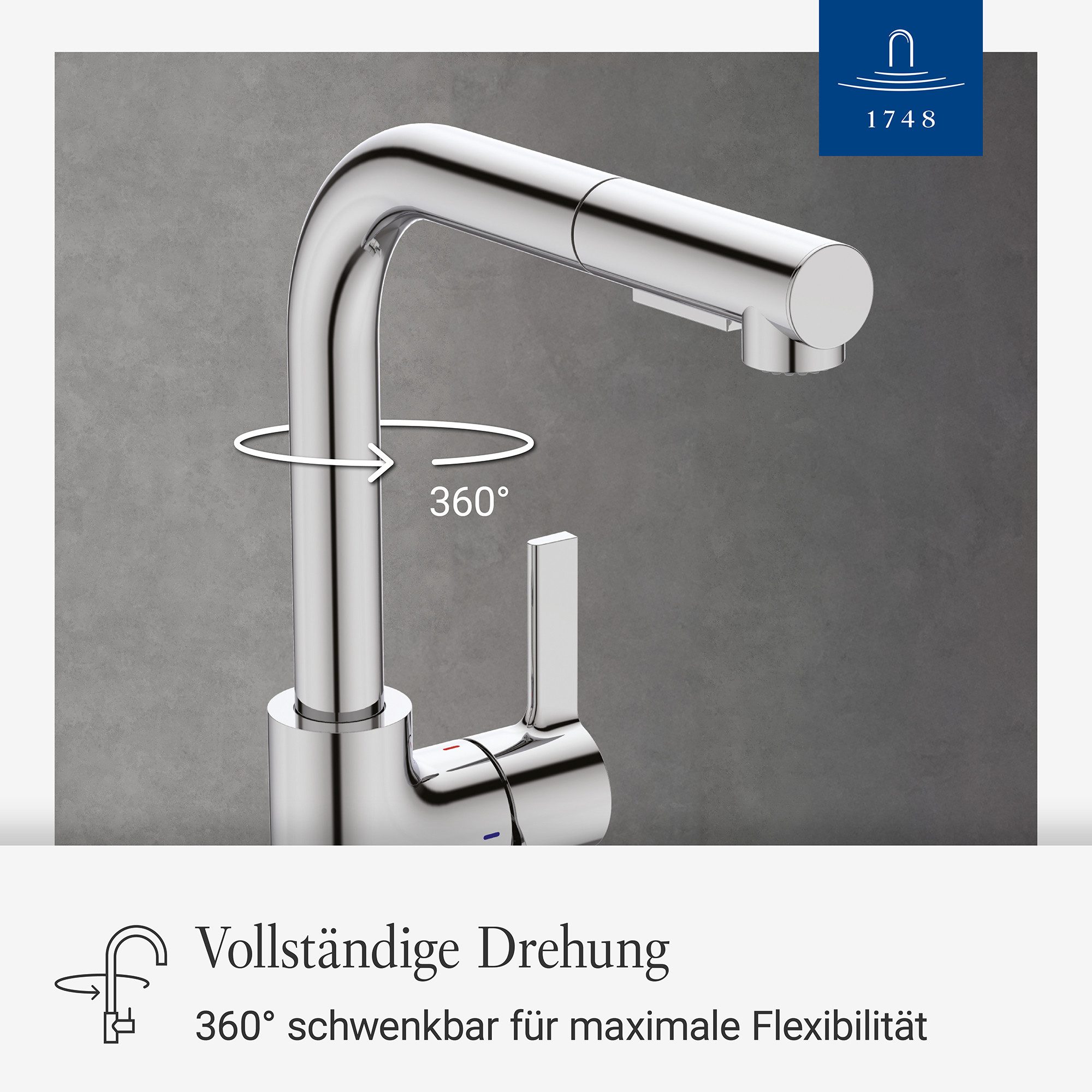 Villeroy & Boch Küchenarmatur Variaro FirmaFlow® Kartusche, mit Handbrause, 360° schwenkbarer Auslauf – Bild 3 von 5