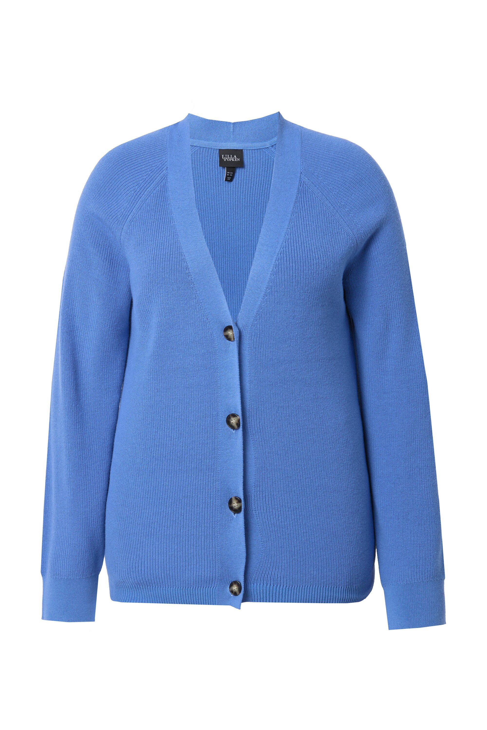Ulla Popken Cardigan Strickjacke Knöpfe V-Ausschnitt Langarm günstig online kaufen