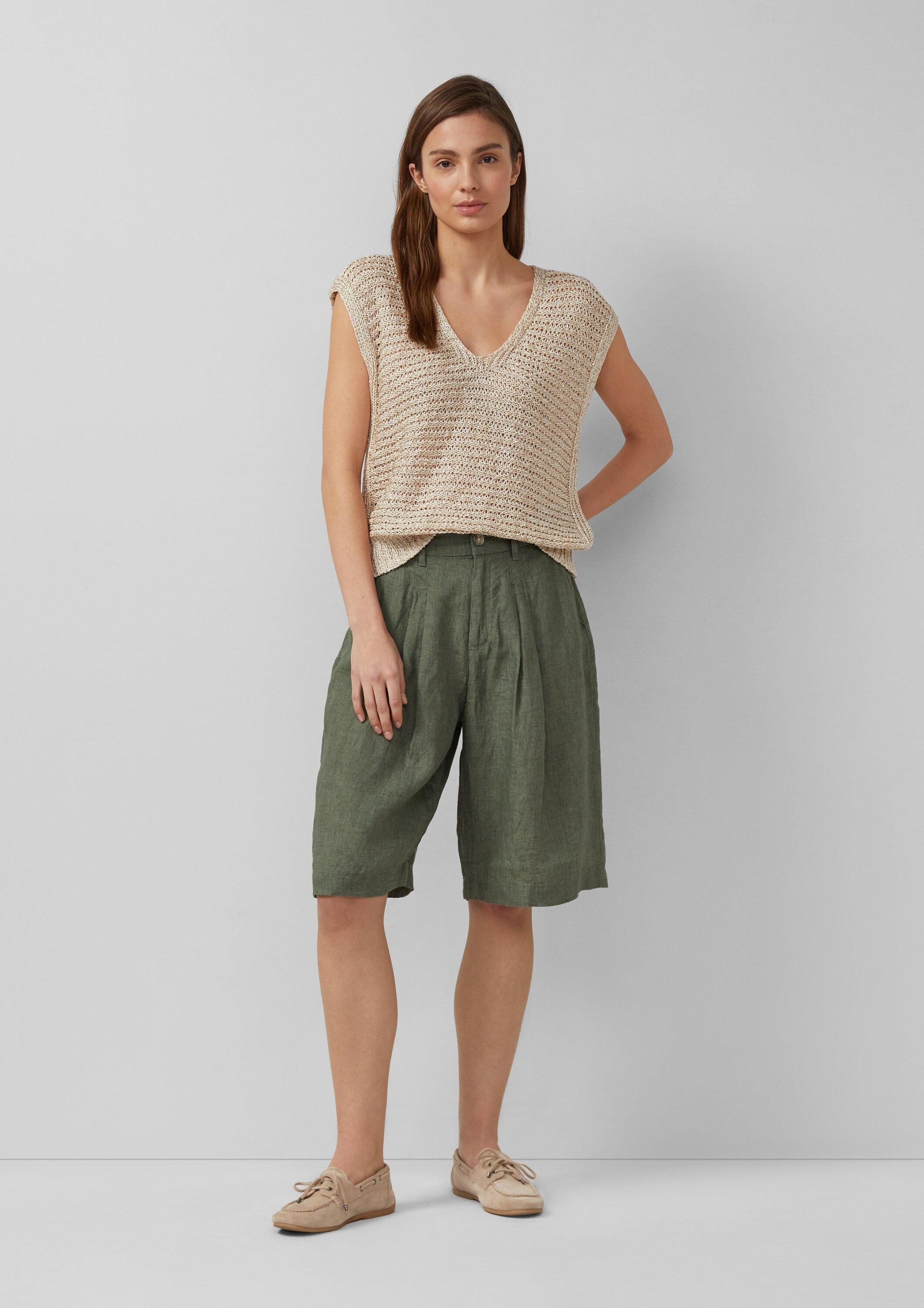 s.Oliver Shorts Hose Bermuda aus Leinen mit Bundfalten