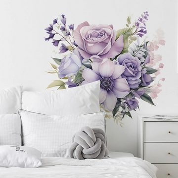 AUKUU Wanddekoobjekt Romantische Romantische lila Blume Schmetterling Schlafzimmer, Eingang Home Dekoration Wandaufkleber Aufkleber selbstklebend