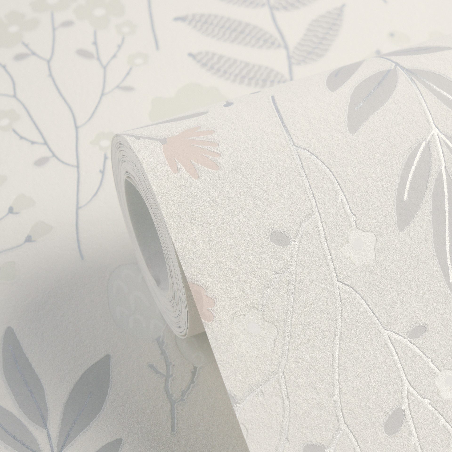 A.S. Création Vliestapete Attractive 3 – Nordic Floral, aufgeschäumt, floral, Metallic, glänzend