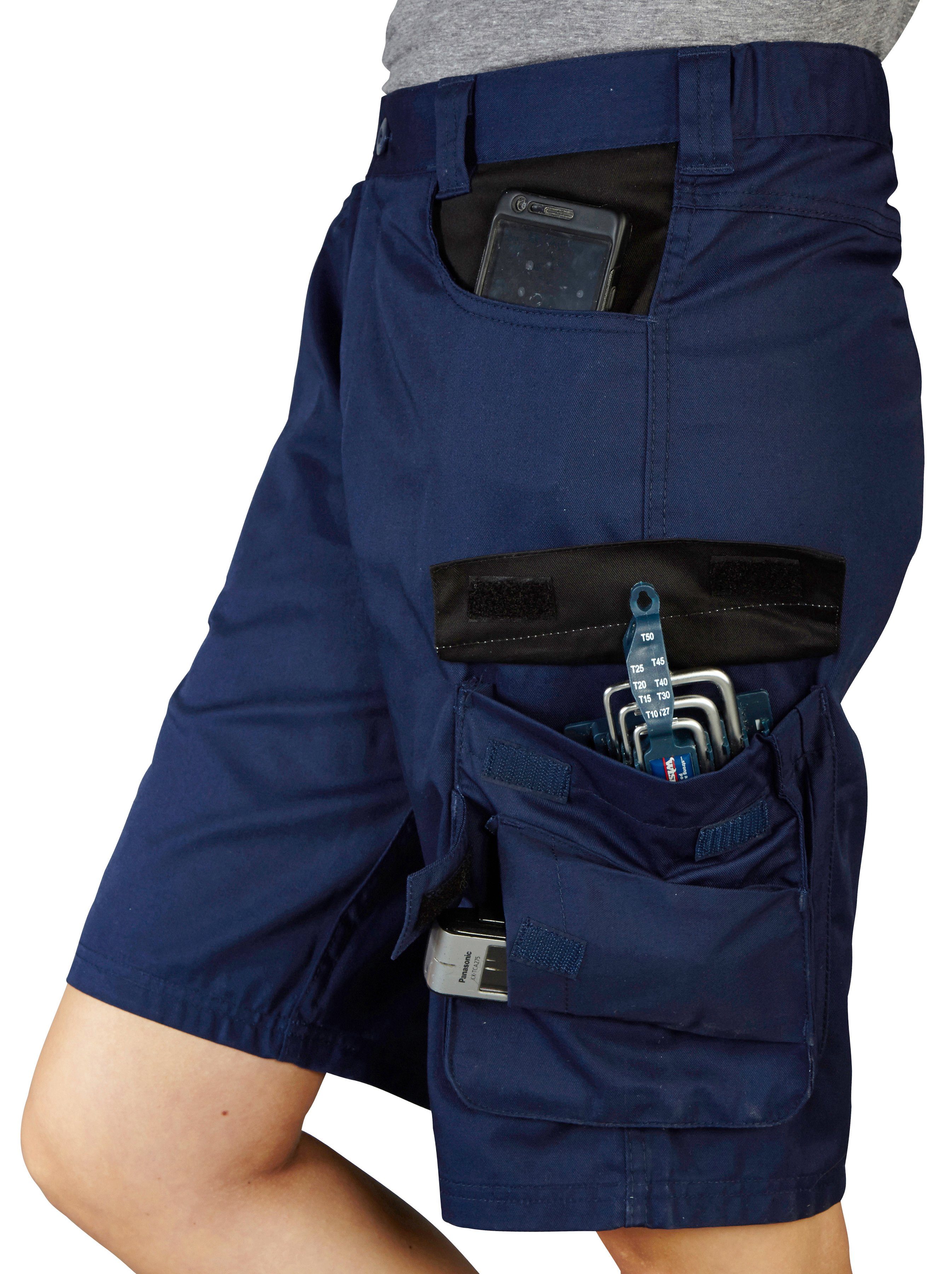 safety& more Arbeitsshorts dunkelblau-schwarz Pull mit mar Reflexeinsatz