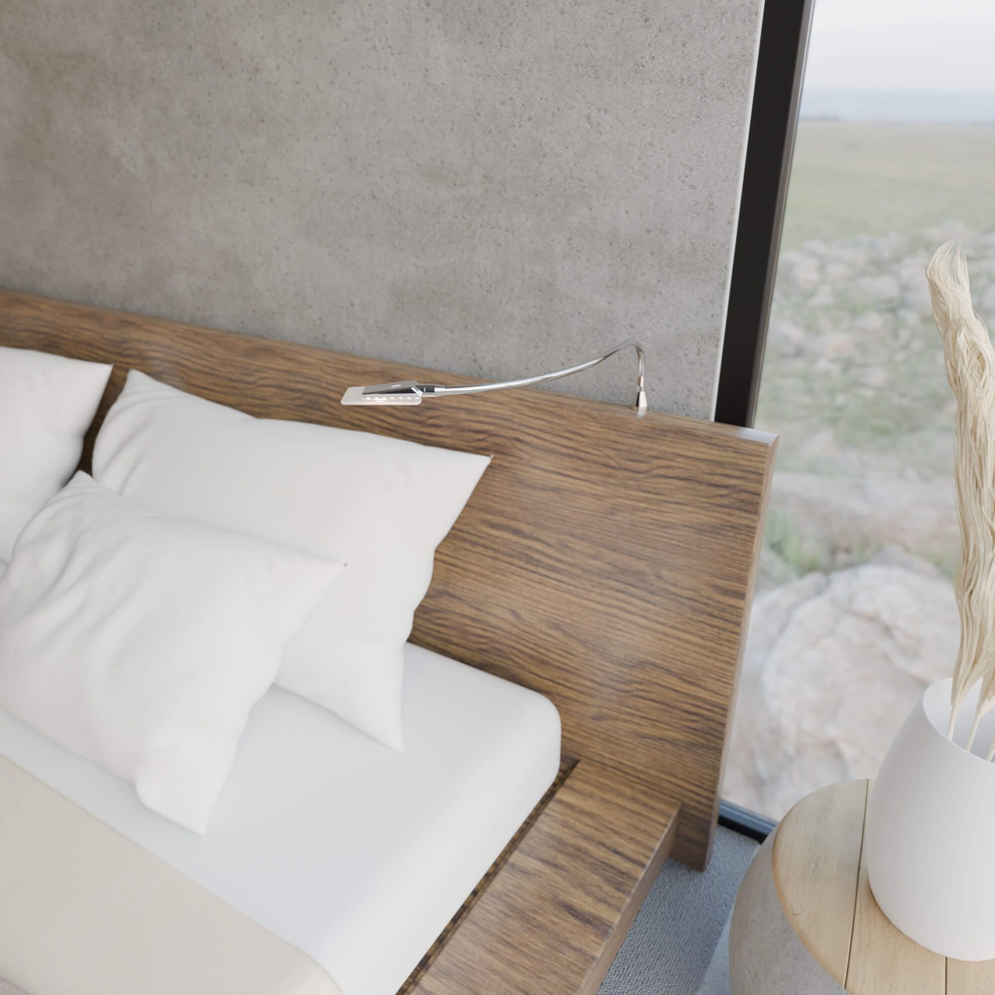 kalb Bettleuchte Diora Dual Bettleuchte Flexibel Leseleuchte Nachttischlampe, 1er Set chrom, warmweiß und neutralweiß