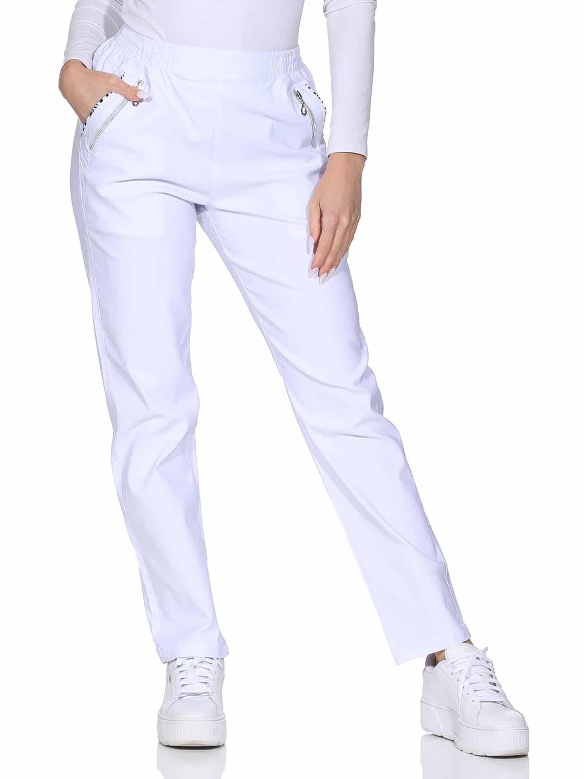 OriginalYou Schlupfhose Damen Stoffhose leichte Stretchhose Freizeithose mit elastischem Bund, farblich abgesetzte Taschen