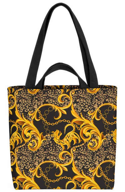 VOID Henkeltasche (1-tlg), Golden Baroque Leopard barock ornament tier muster antike Katze kette