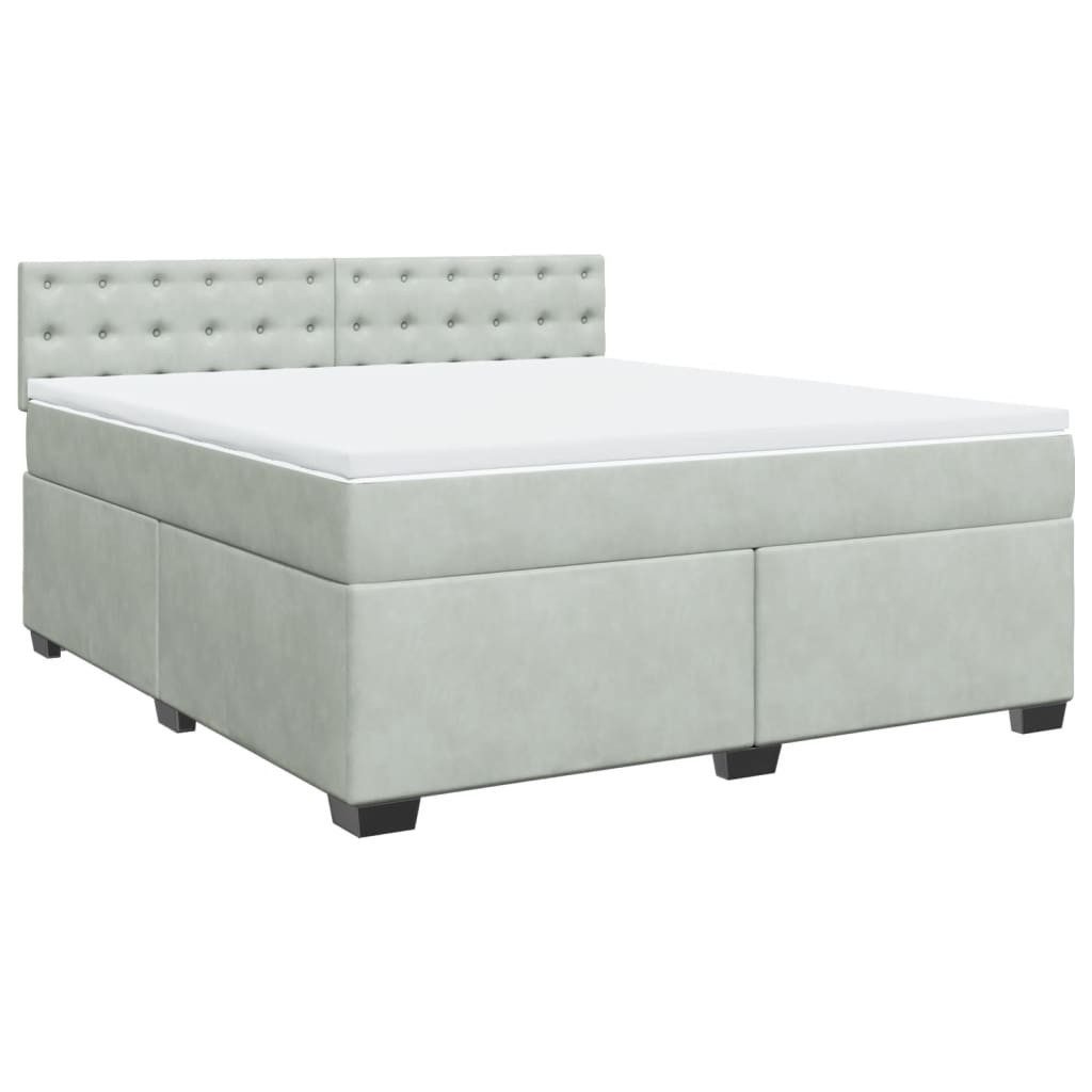Bett Boxspringbett mit Matratze Hellgrau 180x200 cm Samt