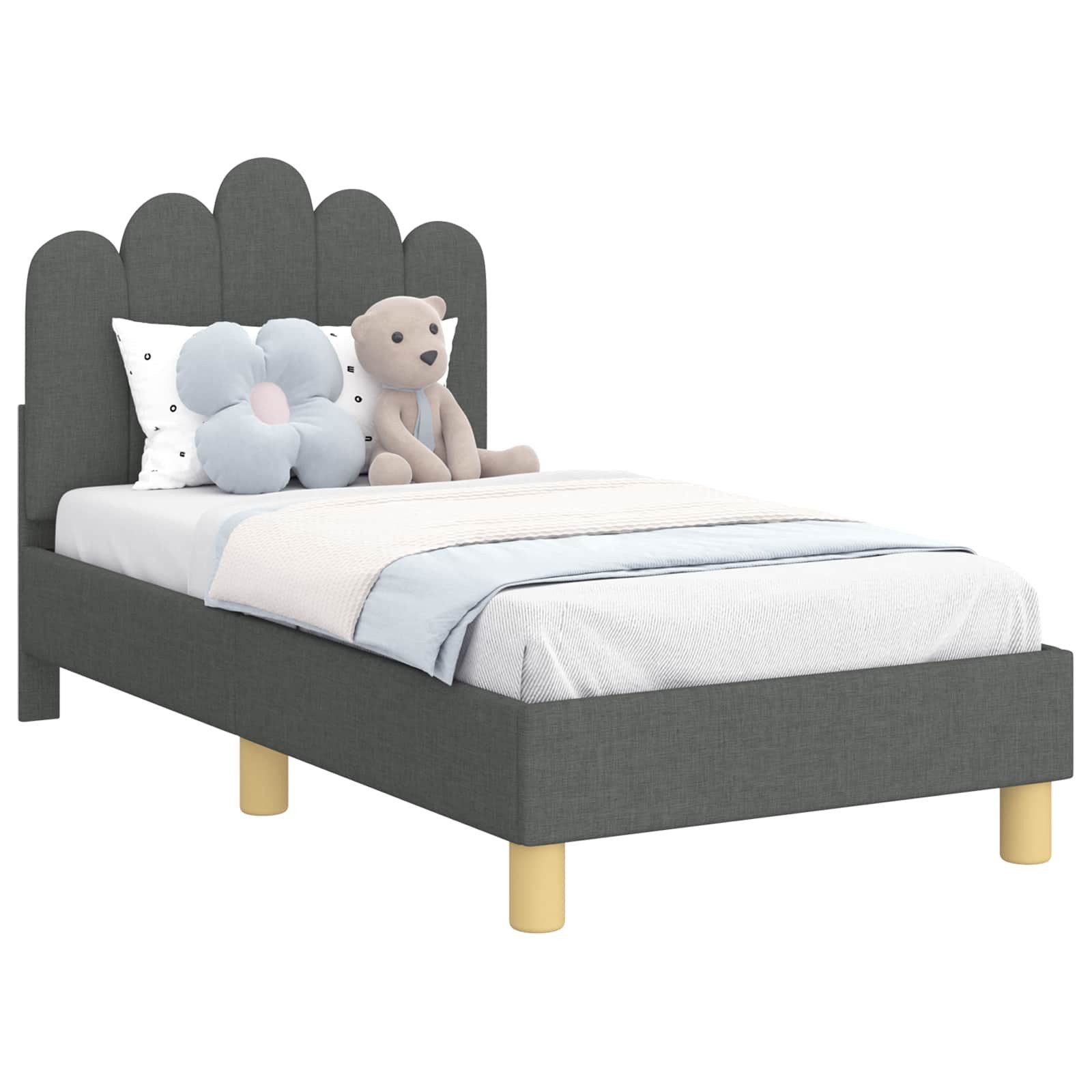 vidaXL Bett Kinderbettgestell mit Kopfteil Dunkelgrau 70 x 140 cm Stoff (1- günstig online kaufen