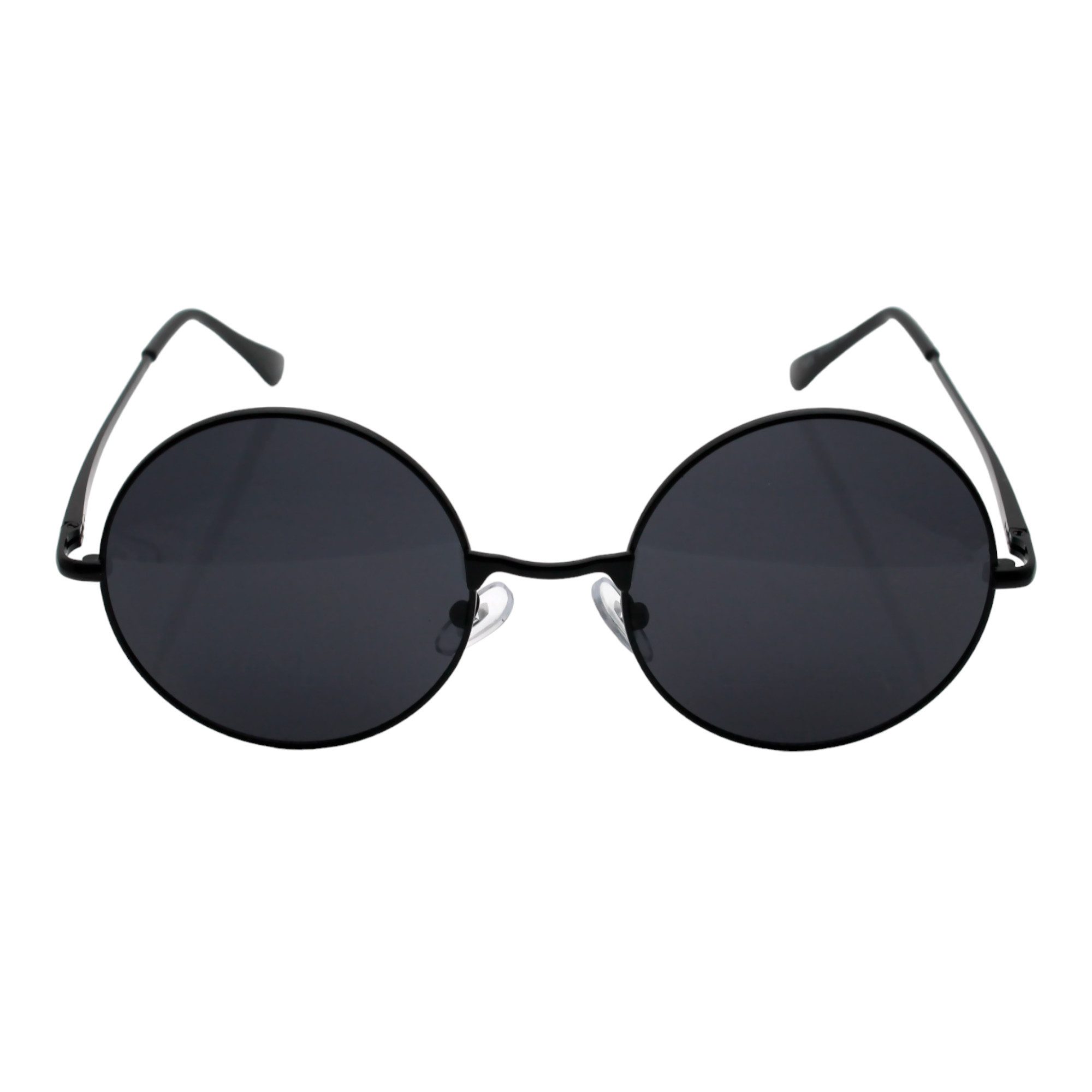 Rennec Sonnenbrille Rund Damen Herren Nickelbrille mit Brillenbeutel UV400 Gläser Runde Form mit Federscharniere und getönten Gläsern