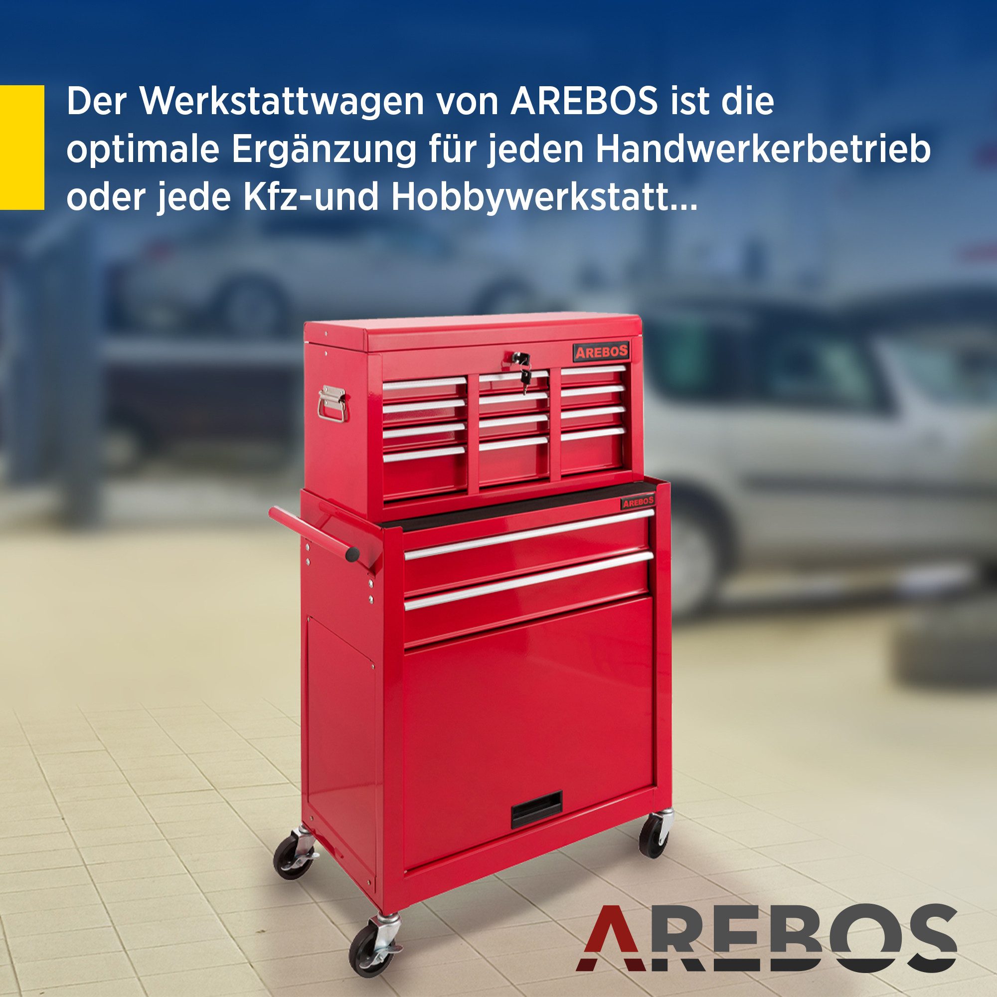 Arebos Werkstattwagen 9 Fächer, Transportwagen Werkzeug günstig online kaufen