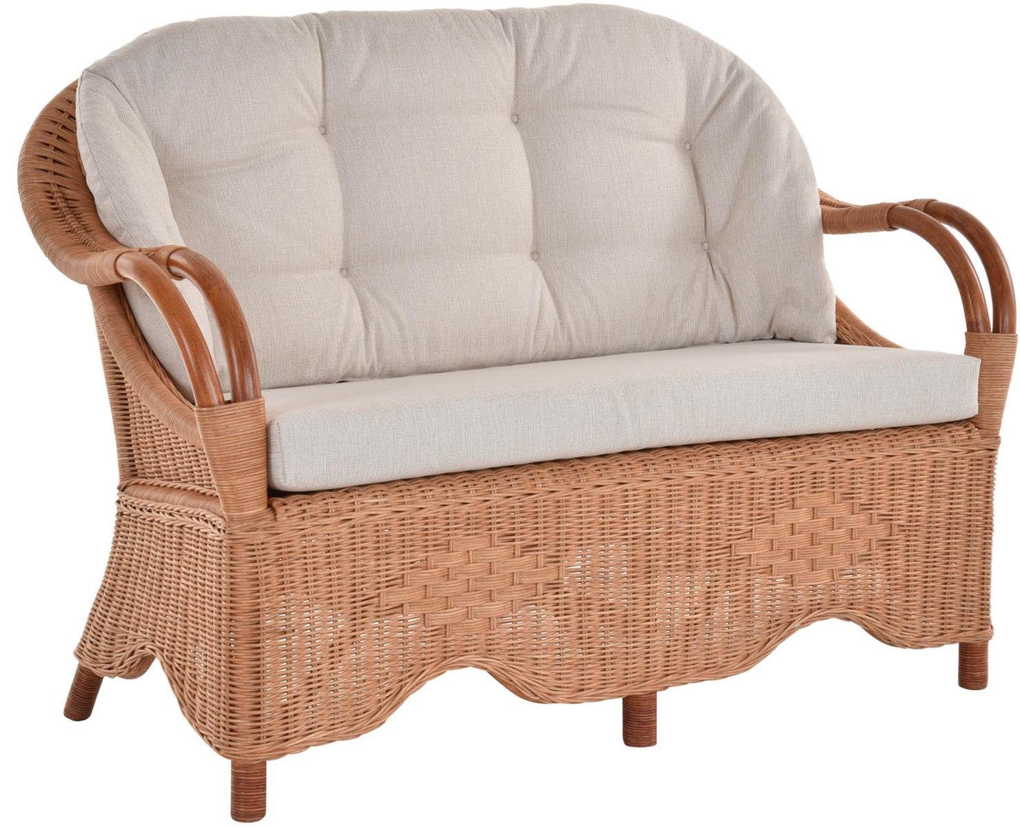 Krines Home Loungesofa Rattansofa 2SitzerSofa Wintergarten Natur