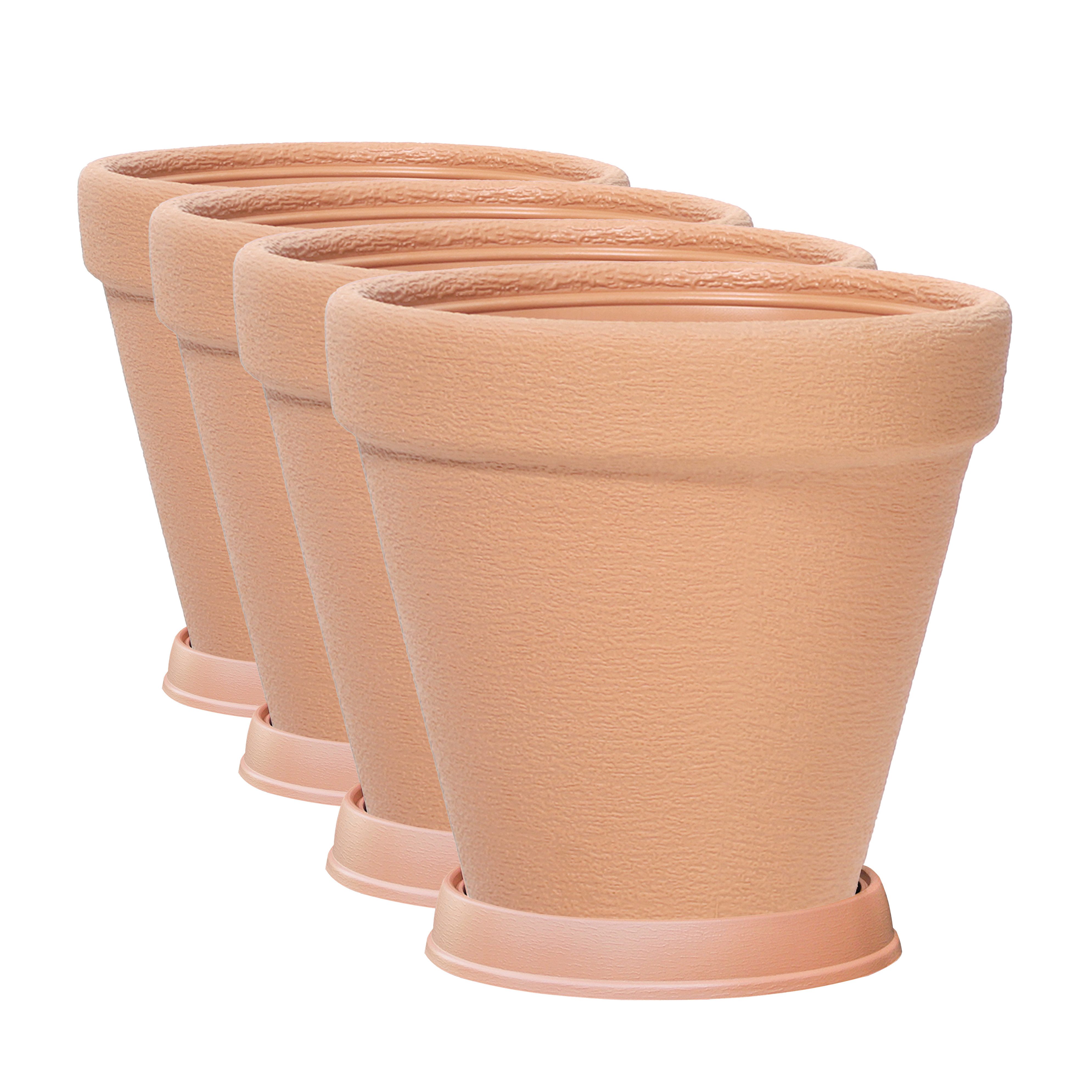 VidaAtHome.de Pflanzkübel Pflanzgefäß KLASSIK ø 60er mit Untersetzer - 4er Set