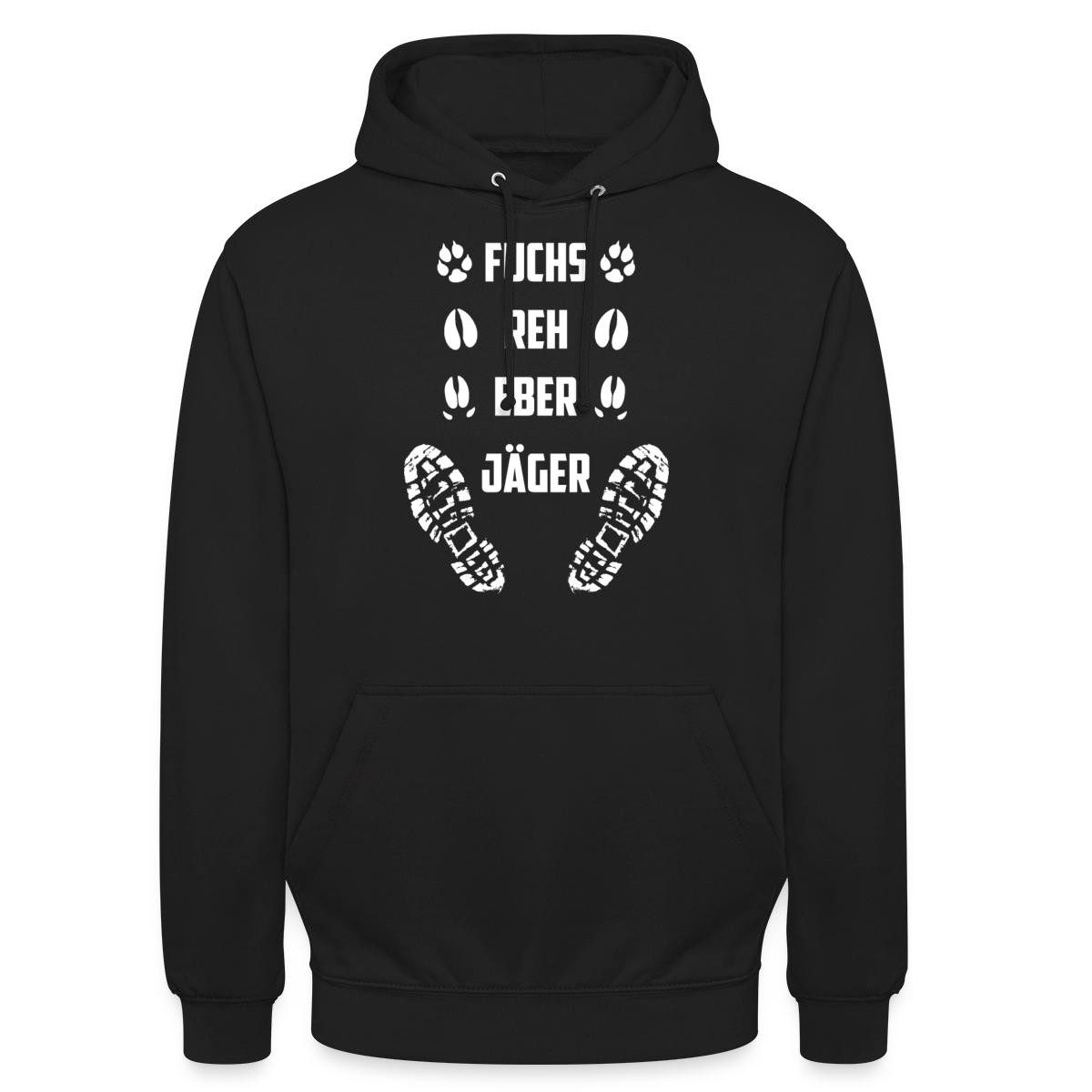 Spreadshirt Hoodie Fährte Wald, Fuchs, Reh, Eber Und Jäger Unisex Hoodie (1-tlg)