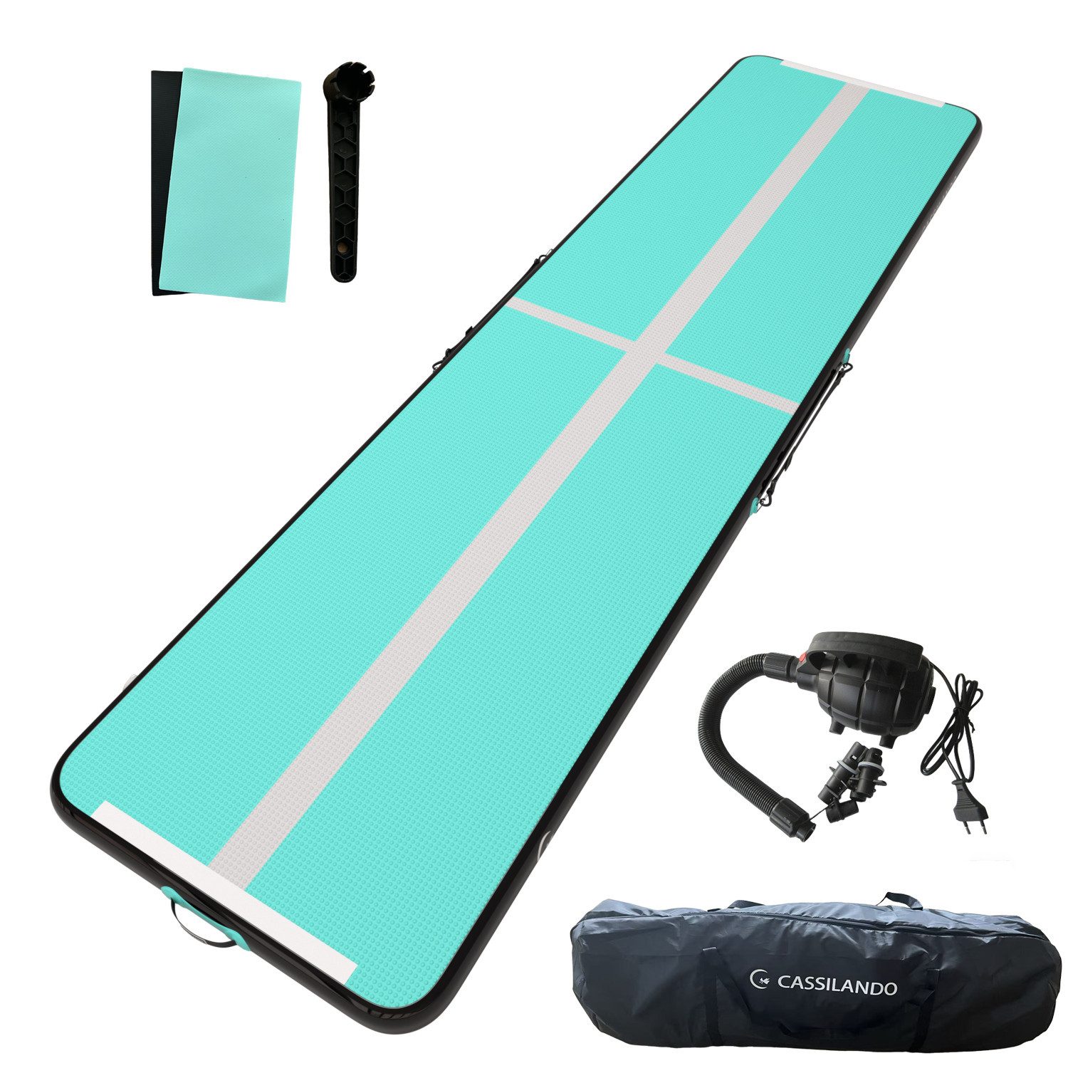 CASSILANDO Gymnastikmatte Turnmatte Aufblasbar: Airtrack Matte 3/4/5m, 10cm Hoch für Training (Set, gymnastics mat), rutschfest