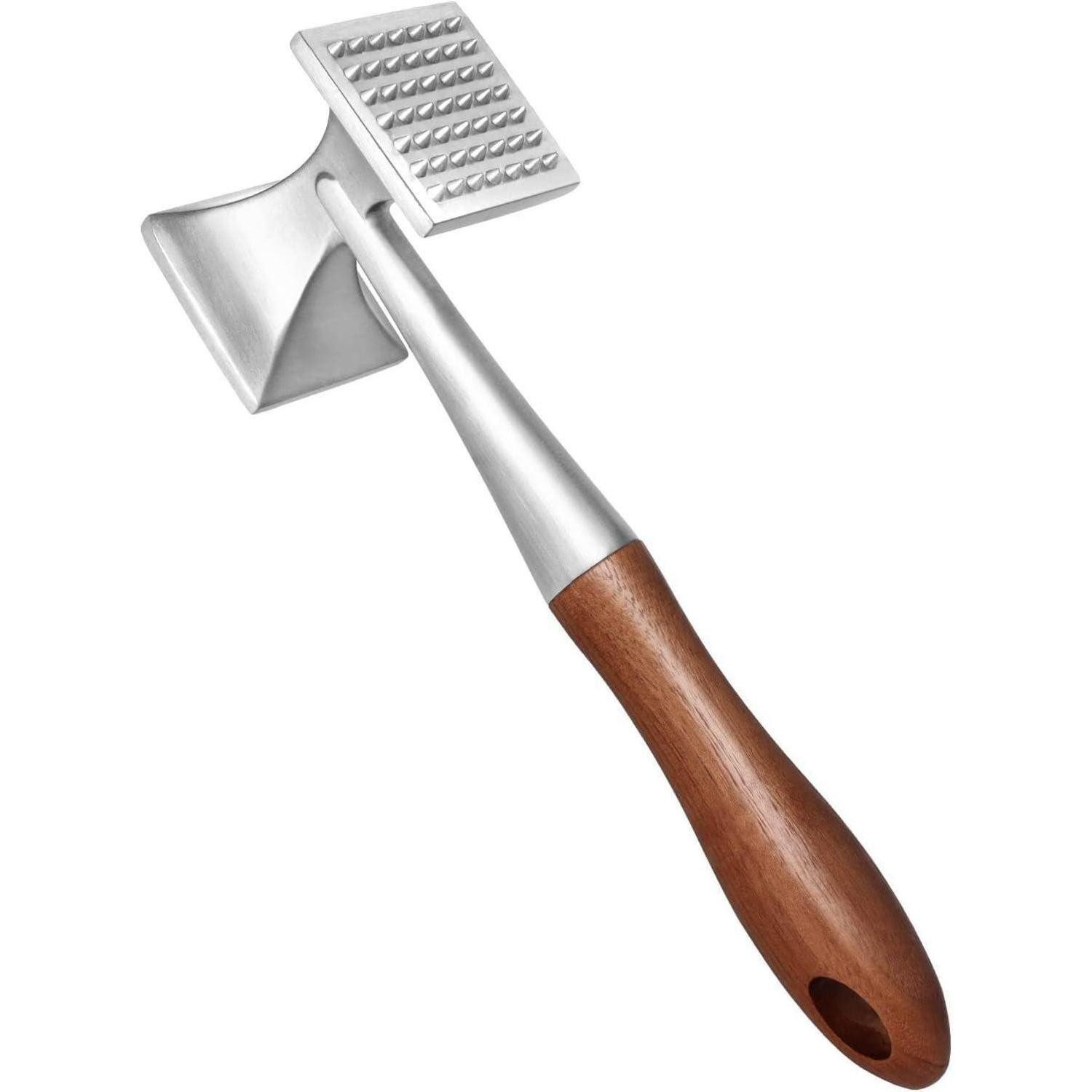 LuxusKollektion Fleischhammer Fleischklopfer mit Holzgriff und Zinklegierung 2in1 26 CM