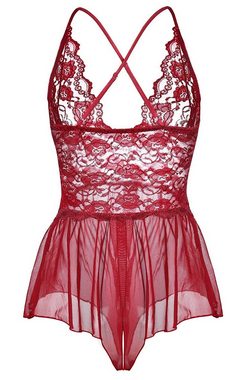 Lovolotti Body-Ouvert Damen Dessous Nachtwäsche Babydoll Reizwäsche L4K1 Sexy Unterwäsche Nachtkleid Spitze Durchsichtig transparent