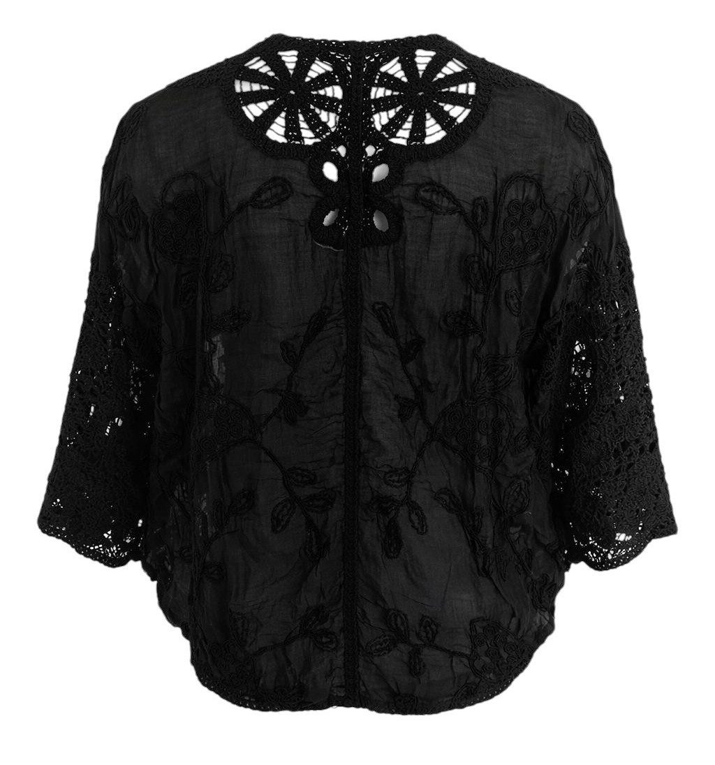 Mississhop Bolero Damen Bolero Spitze Kurzarm Baumwolle Sommer Cardigan Gr. S/M