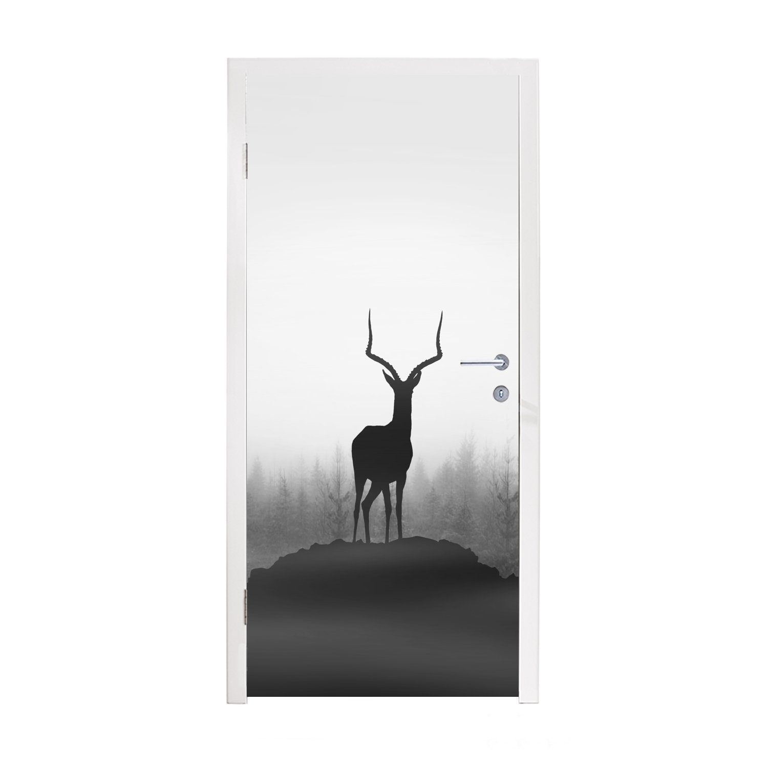 MuchoWow Türtapete Rotwild - Schatten - Natur, Matt, bedruckt, (1 St), Fototapete für Tür, Türaufkleber, 75x205 cm | Türtapeten