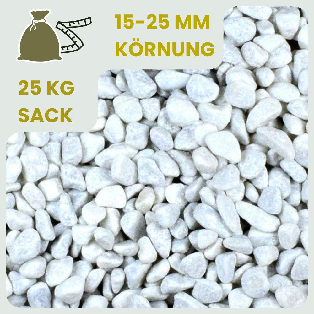 GarPet Kieselsteine Kieselsteine Garten Zierkies Weiß 25 kg Aquarium Kies Carrara Marmor