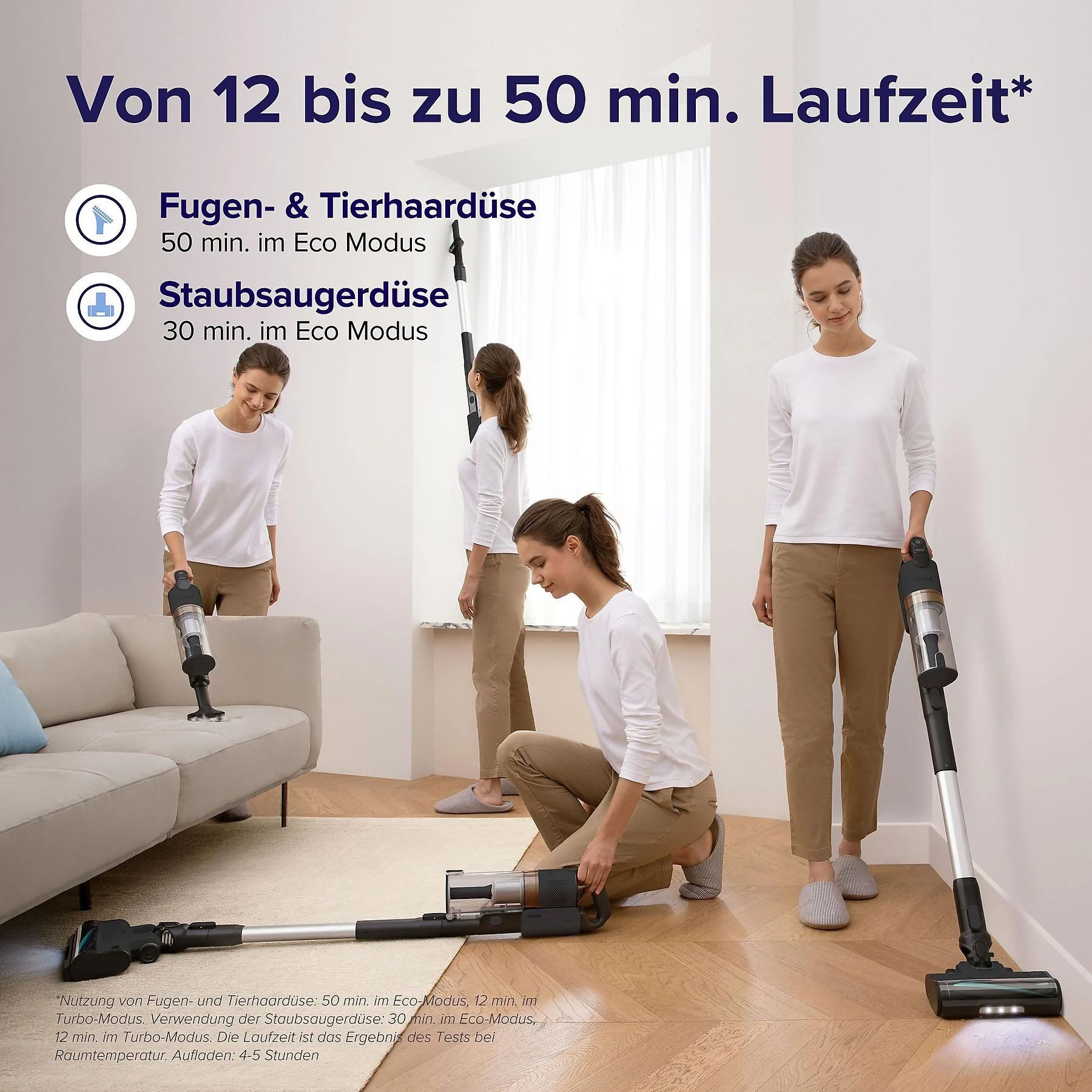 Levoit Akku-Bodenstaubsauger LVAC-200, 180 W, beutellos, 99,9% Filtration, Anti-Tangle, bis zu 50 Minuten