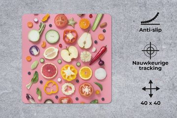 MuchoWow Gaming Mauspad Gemüse - Obst - Rosa (1-St), Mousepad mit Rutschfester Unterseite, Gaming, 40x40 cm, XXL, Großes