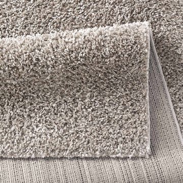 Langflor-Teppich Venezia Shaggy, TaraCarpet, rechteckig, Höhe: 35 mm, Hochflor Shaggy Uni Grau Wohnzimmer Schlafzimmer 060x090 cm