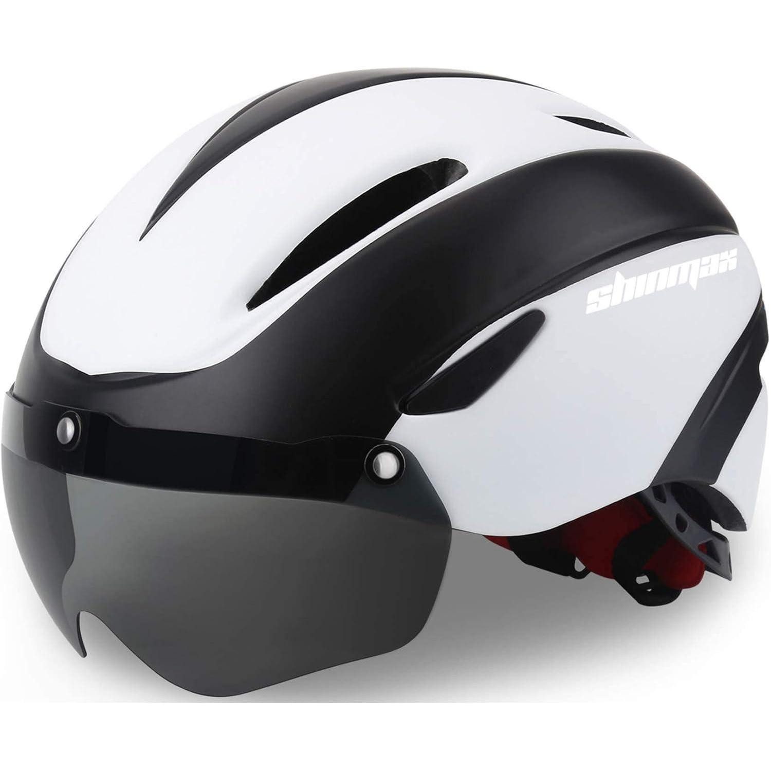Fahrradhelm Fahrradhelm Herren Damen Visier MTB Rennrad Einstellbar Schwarz Weiß