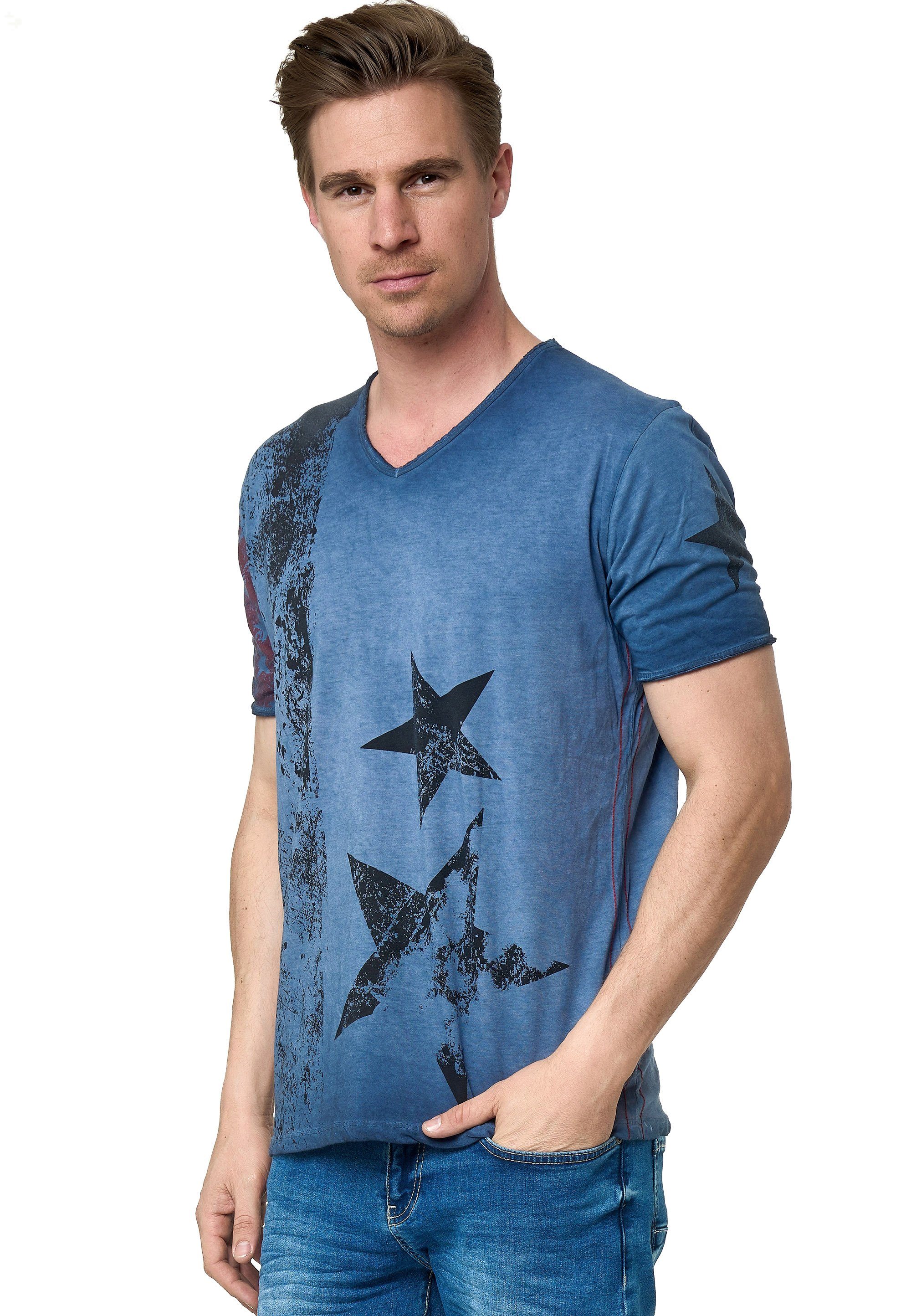 Rusty Neal T-Shirt mit V-Neck