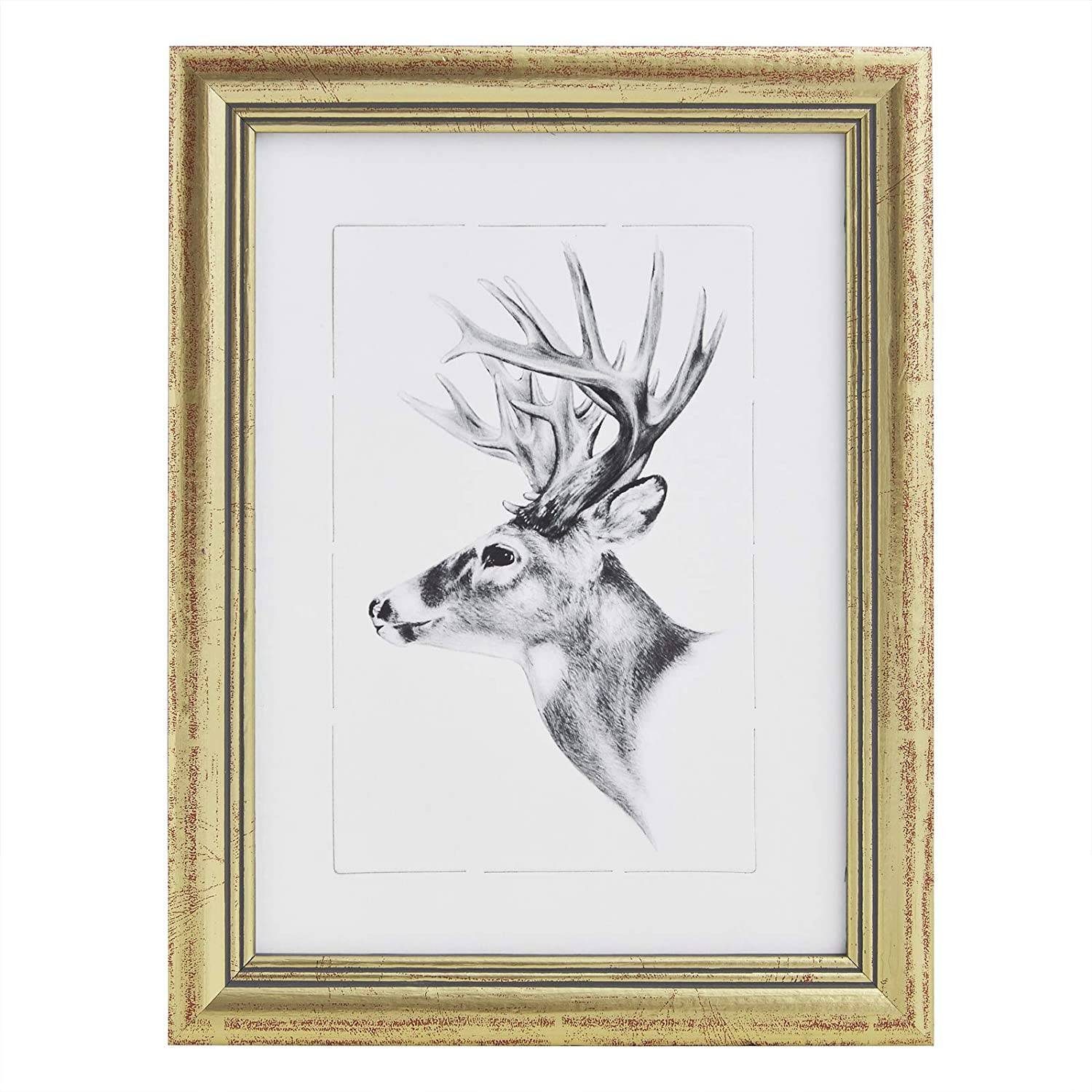 Woltu Bilderrahmen BRU9894gd, Fotogalerie, Holz Rahmen, Glasscheibe, Artos günstig online kaufen