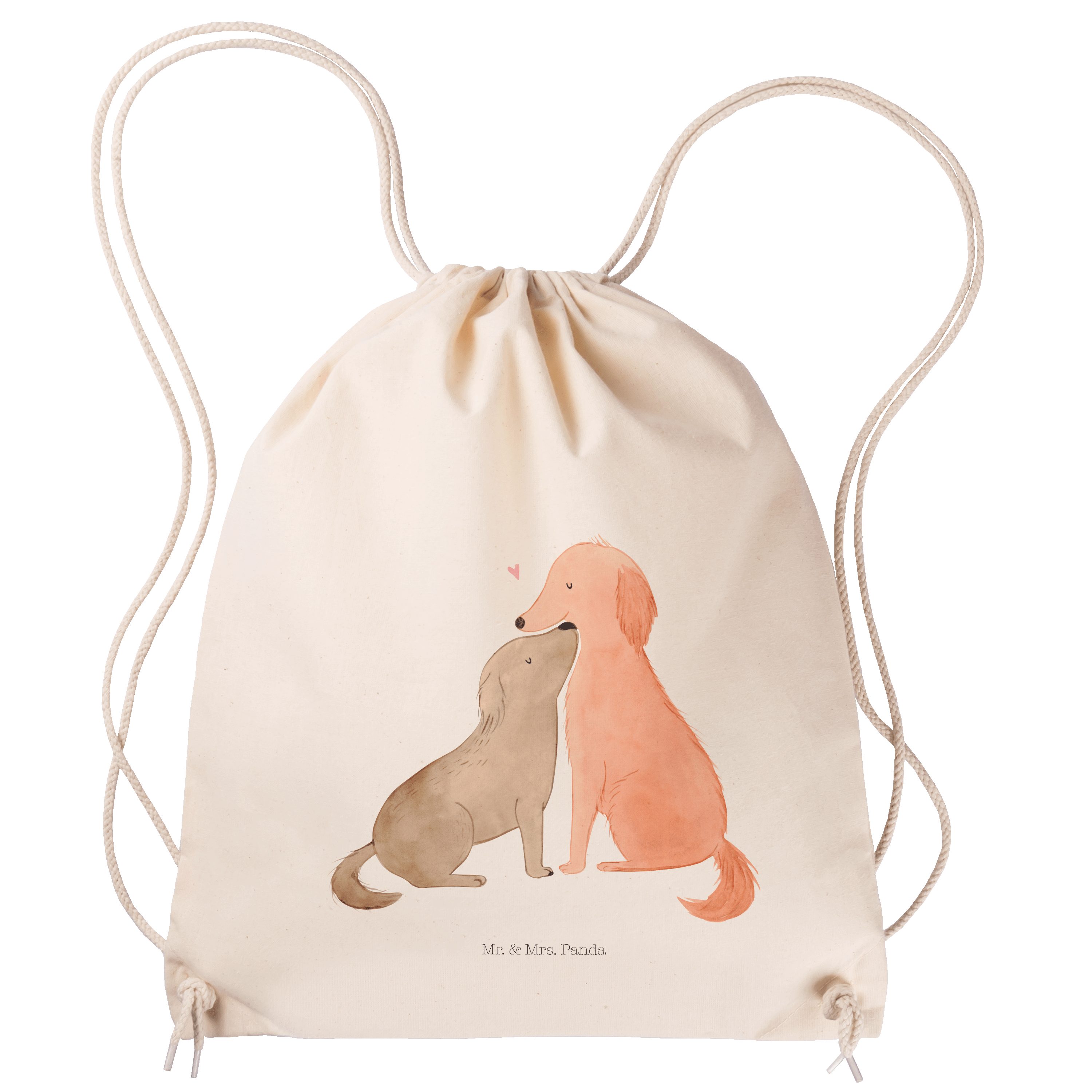 Mr. & Mrs. Panda Sporttasche Hunde Liebe - Transparent - Geschenk, Herz, Stoffbeutel, Sporttasche, (1-tlg) | Canvas-Taschen
