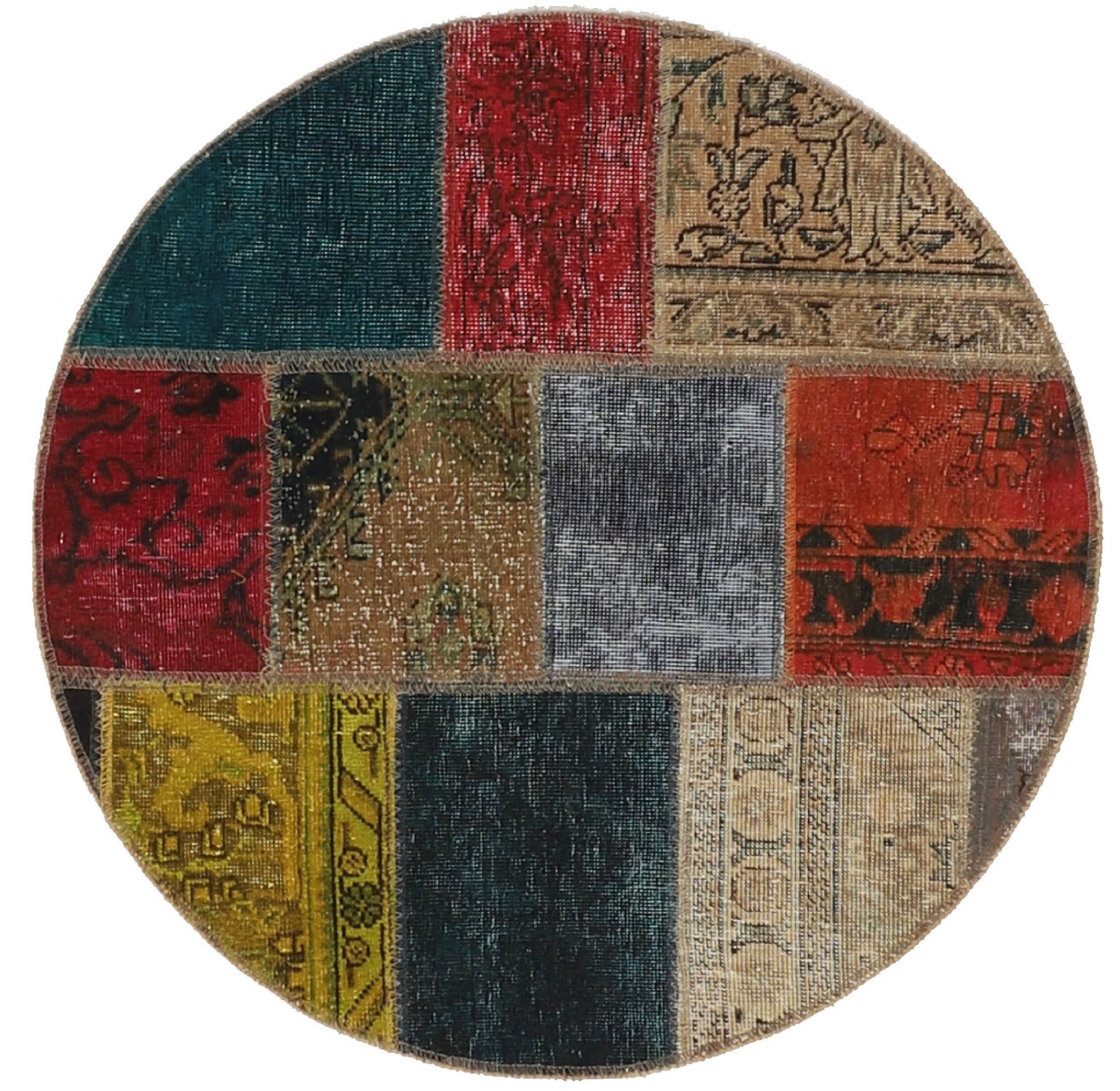 Orientteppich Patchwork 101x99 Handgeknüpfter Moderner Orientteppich /