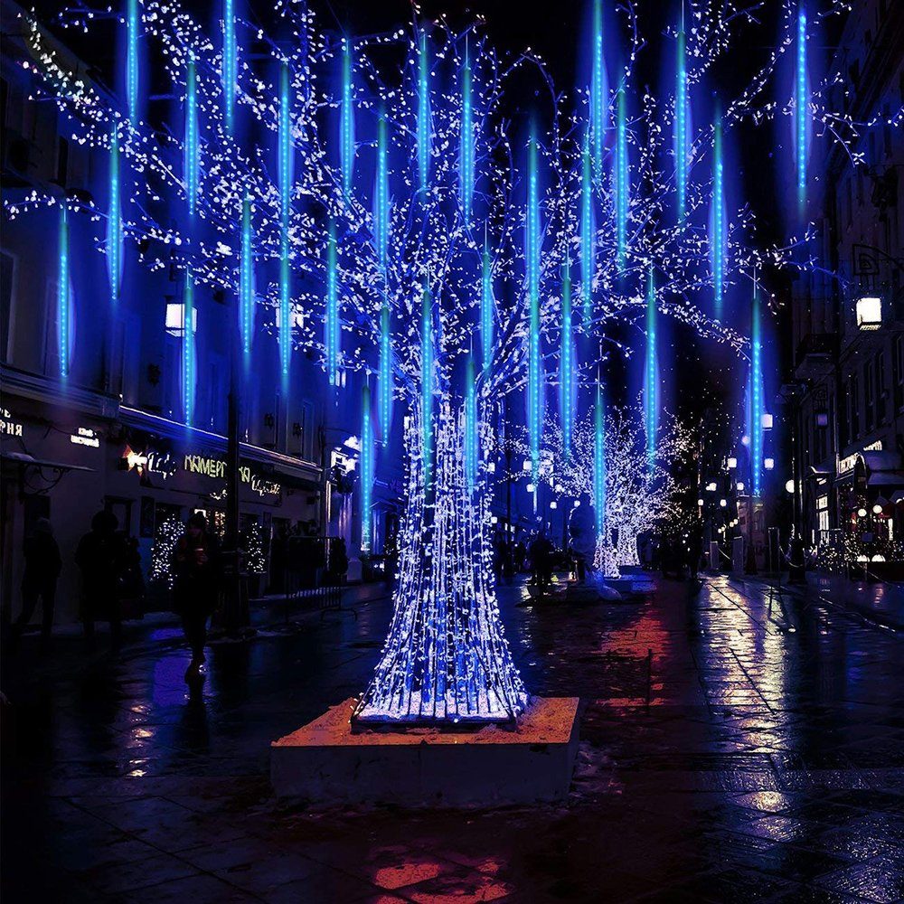 Sunicol LED-Lichterkette LED Meteorschauer Lichterkette Lichterregen,50cm,Weihnachtsdeko, Wasserdichte blau
